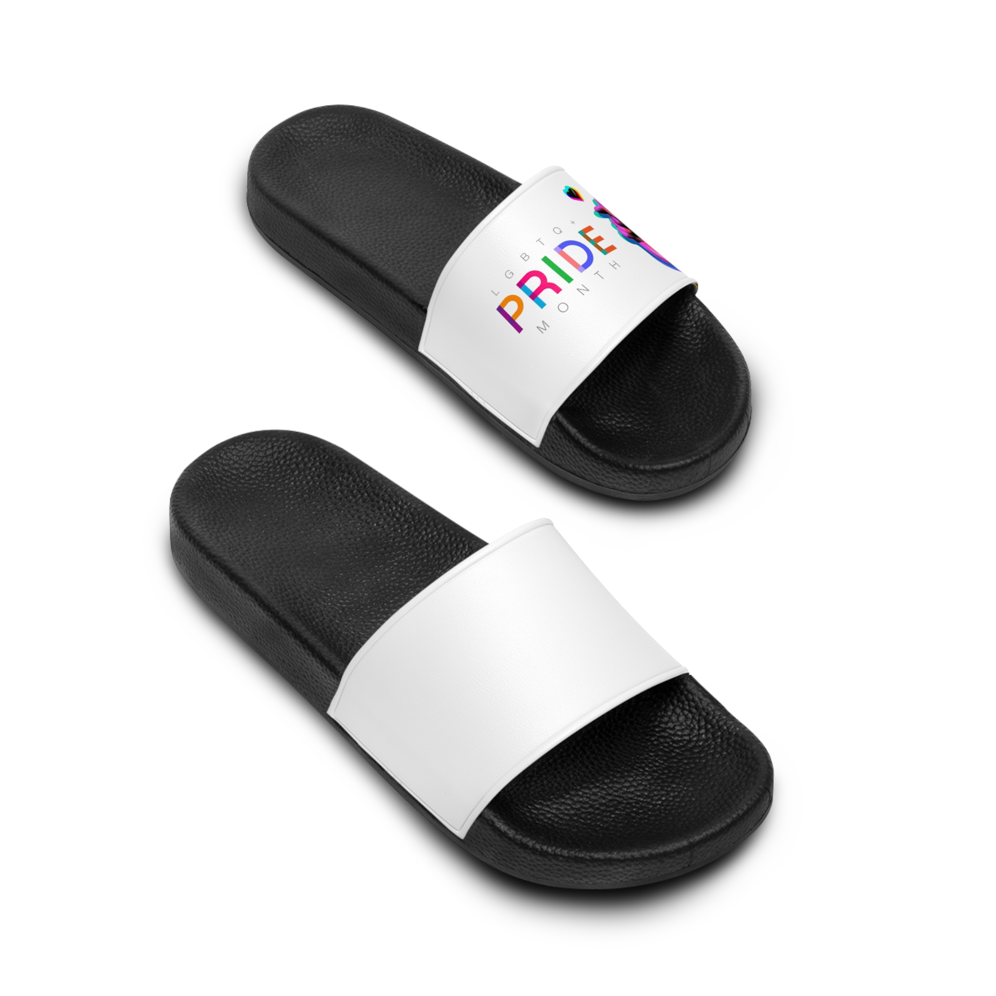 Pride Month Lgbtq Banner Gay Pride Month Rainbow Color Flat Design Hand Together Love Sign Typography Mens Slide Sandals - Image 4
