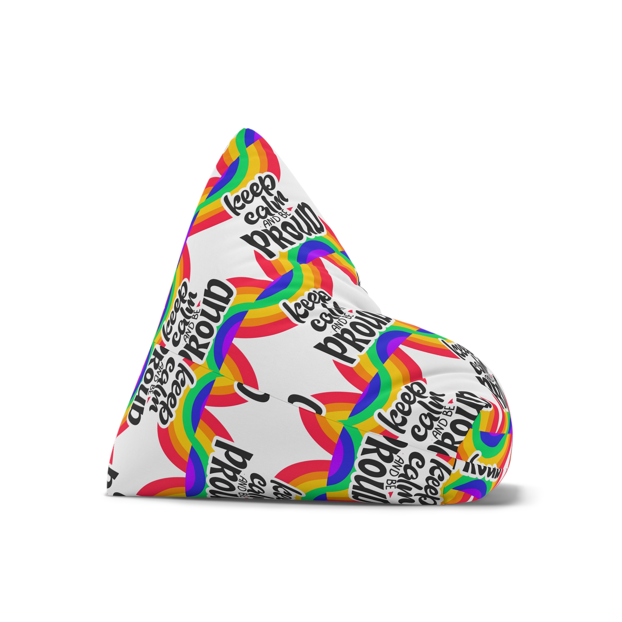 Keep Calm Be Proud Lgbt Lettering Quote Pride Poster Concept With Colorful Rainbow Vector Bean Bag Chair Cover - Image 7