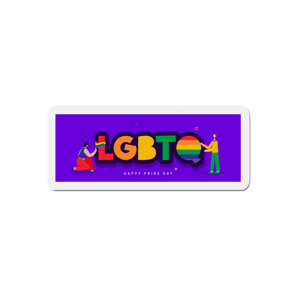 Lgbtq Community Banner Design With Illustration Gay Couple Die Cut Magnets - Image 4