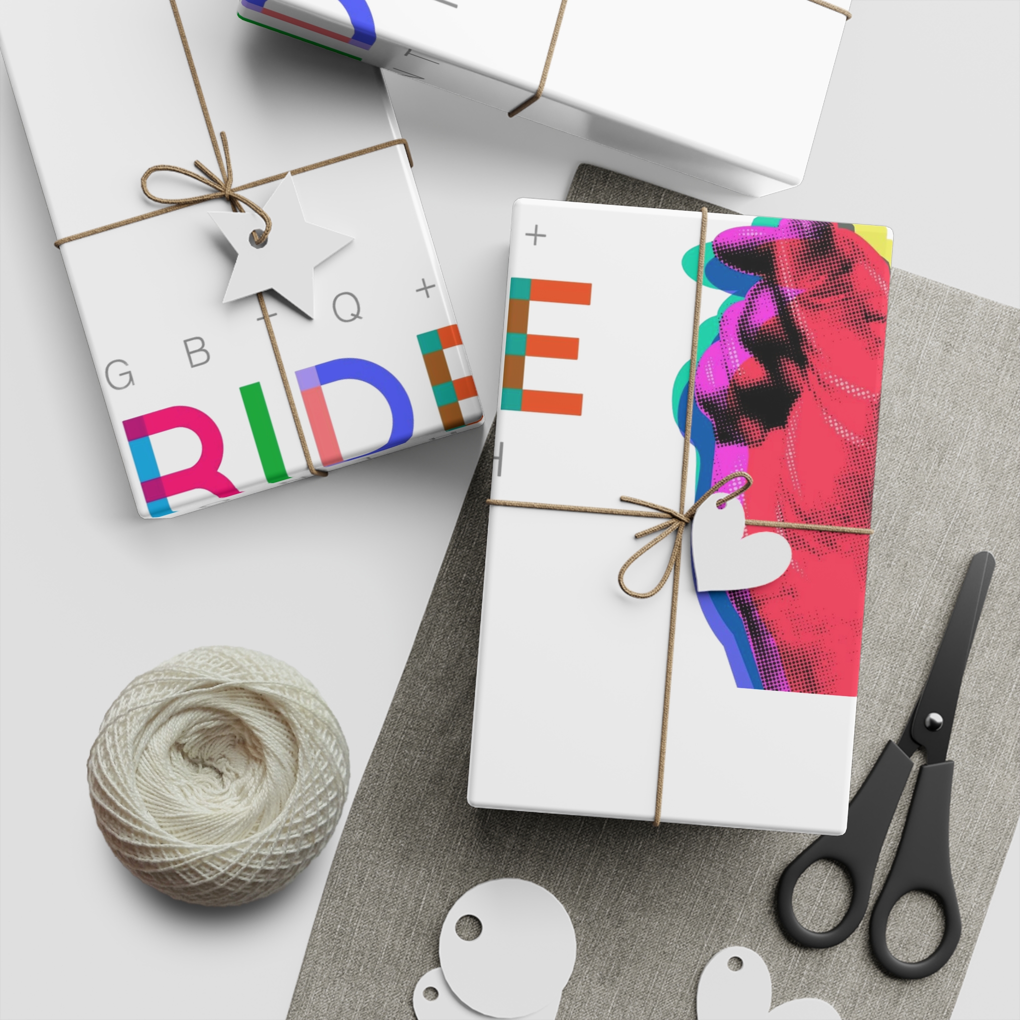 Pride Month Lgbtq Banner Gay Pride Month Rainbow Color Flat Design Hand Together Love Sign Typography Gift Wrapping Paper Sheets 1pc - Image 2
