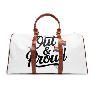 Out Proud T Shirt Design Isolated White Background1 Waterproof Travel Bag