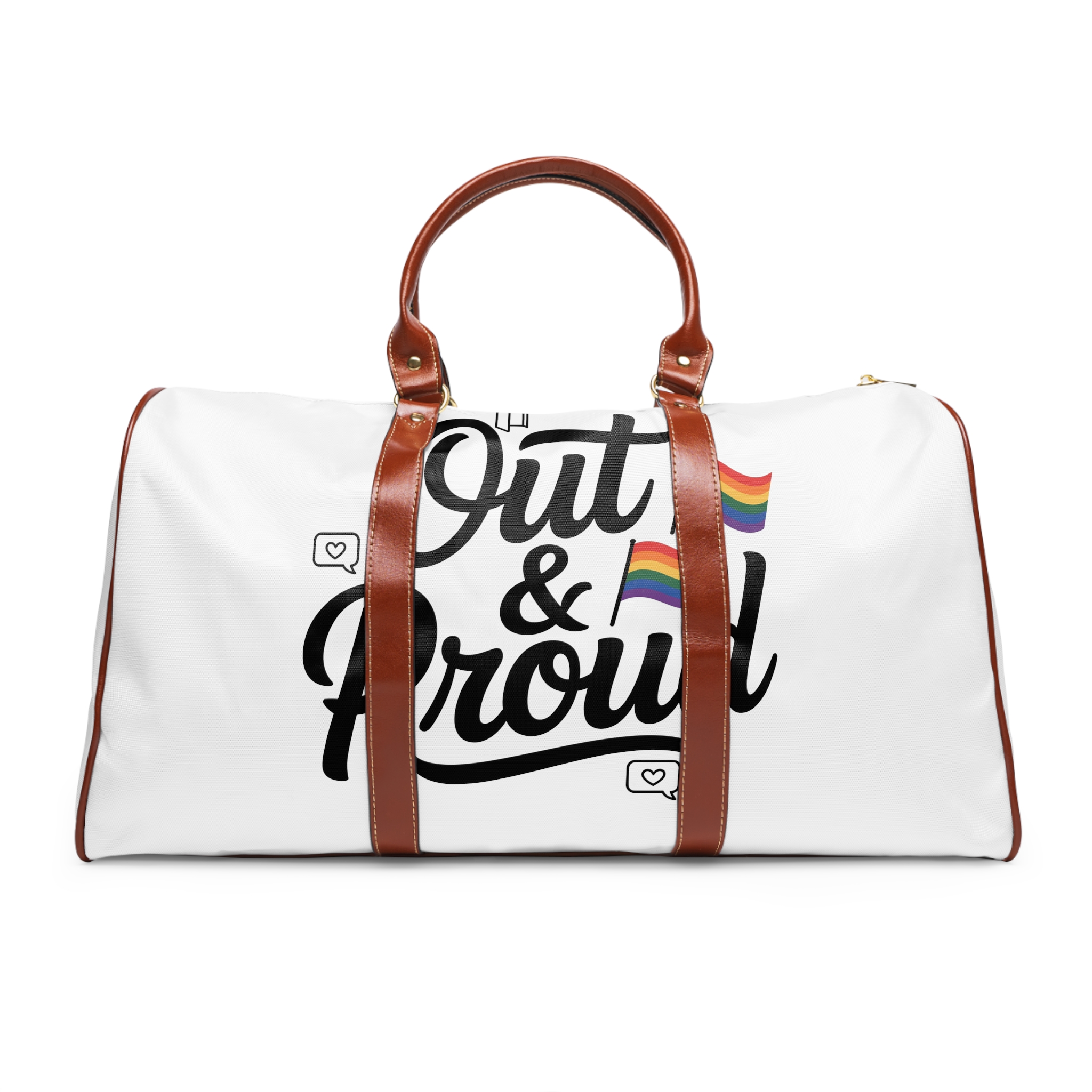 Out Proud T Shirt Design Isolated White Background1 Waterproof Travel Bag