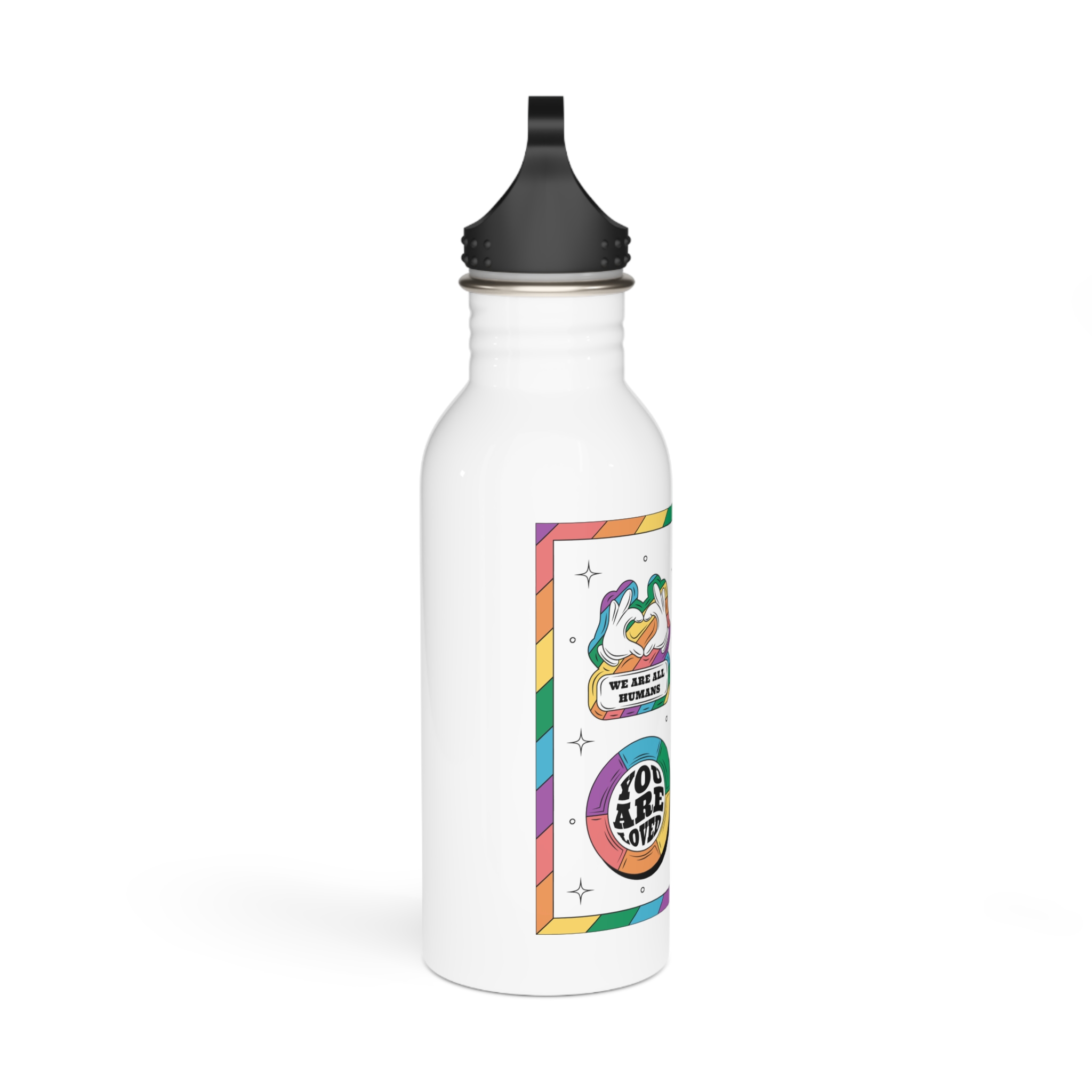 Hand Drawn Labels Collection Pride Month Celebration Stainless Steel Water Bottle - Image 2