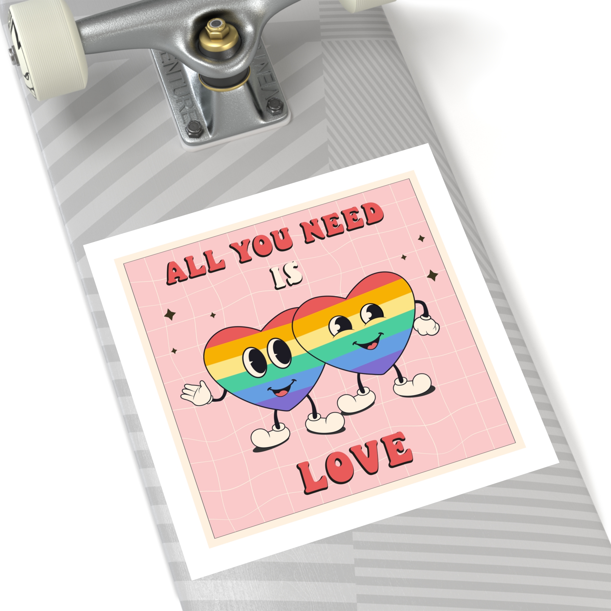 Lgbtq Pride Month Retro Groovy Poster Social Media Post Template With Rainbow Heart Laminate Stickers Square - Image 60