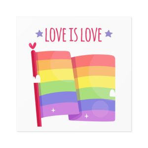 Pride Day Flag With Love Laminate Stickers Square