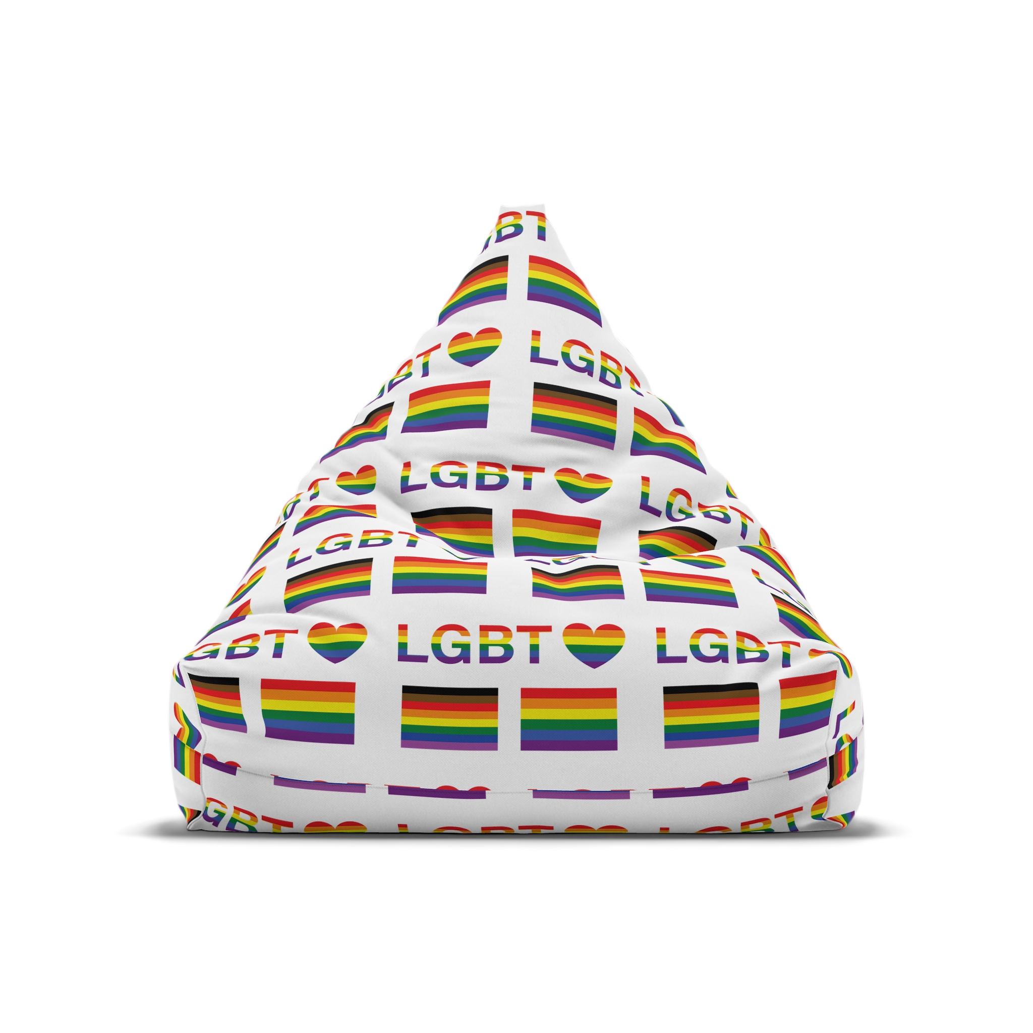 Lgbt Word Text Letter With Heart Rainbow Color Flag Isolated White Background Vector Illustrati Bean Bag Chair Cover - Image 5