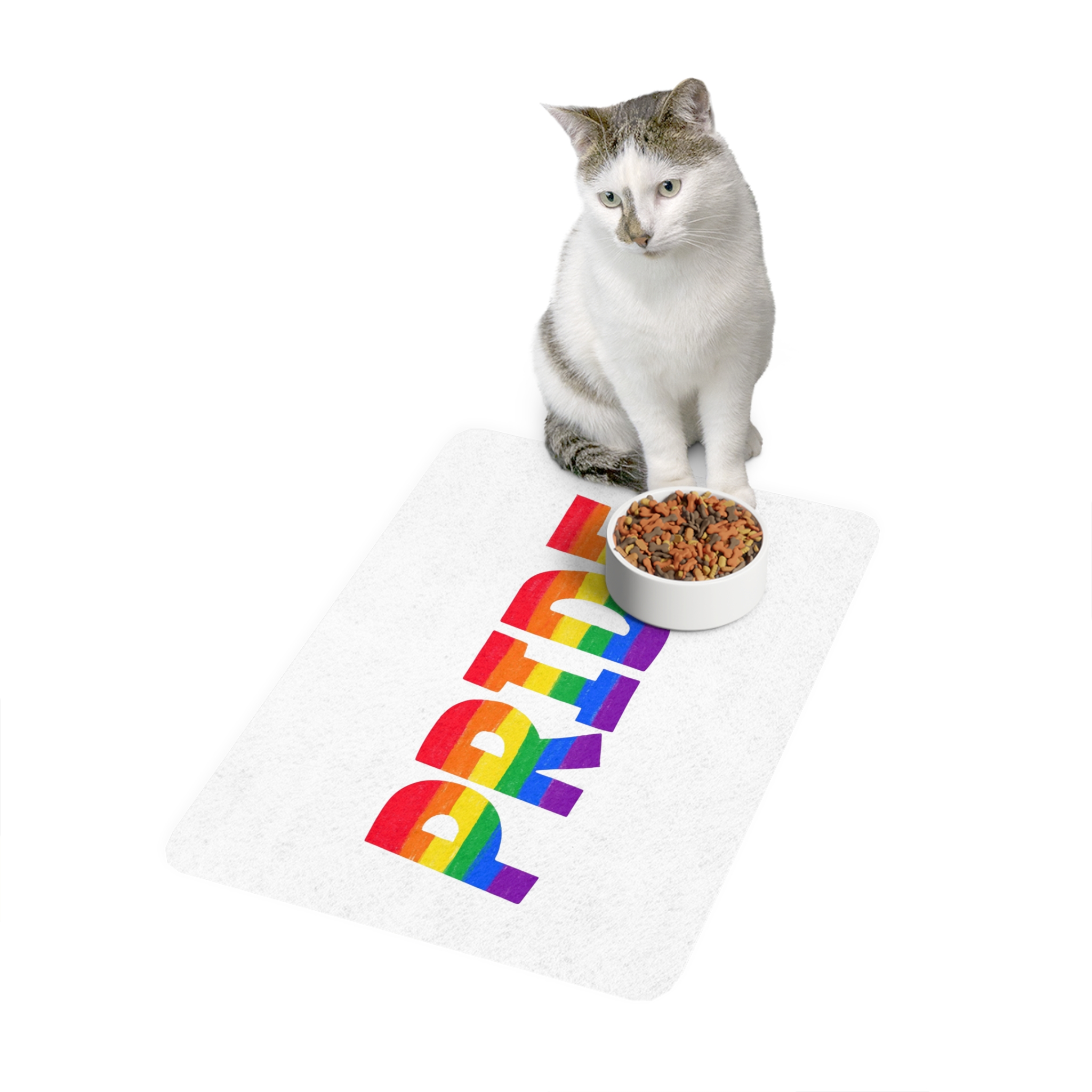 Word Pride Rainbow Lgbtq Gay Flag Colors Lettering Lgbt Month Pencil Crayon Textured Isolated Pet Food Mat 12x18 - Image 3