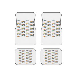 Seamless Pattern Lgbt Rainbow Love Text Car Mats Set Of 4