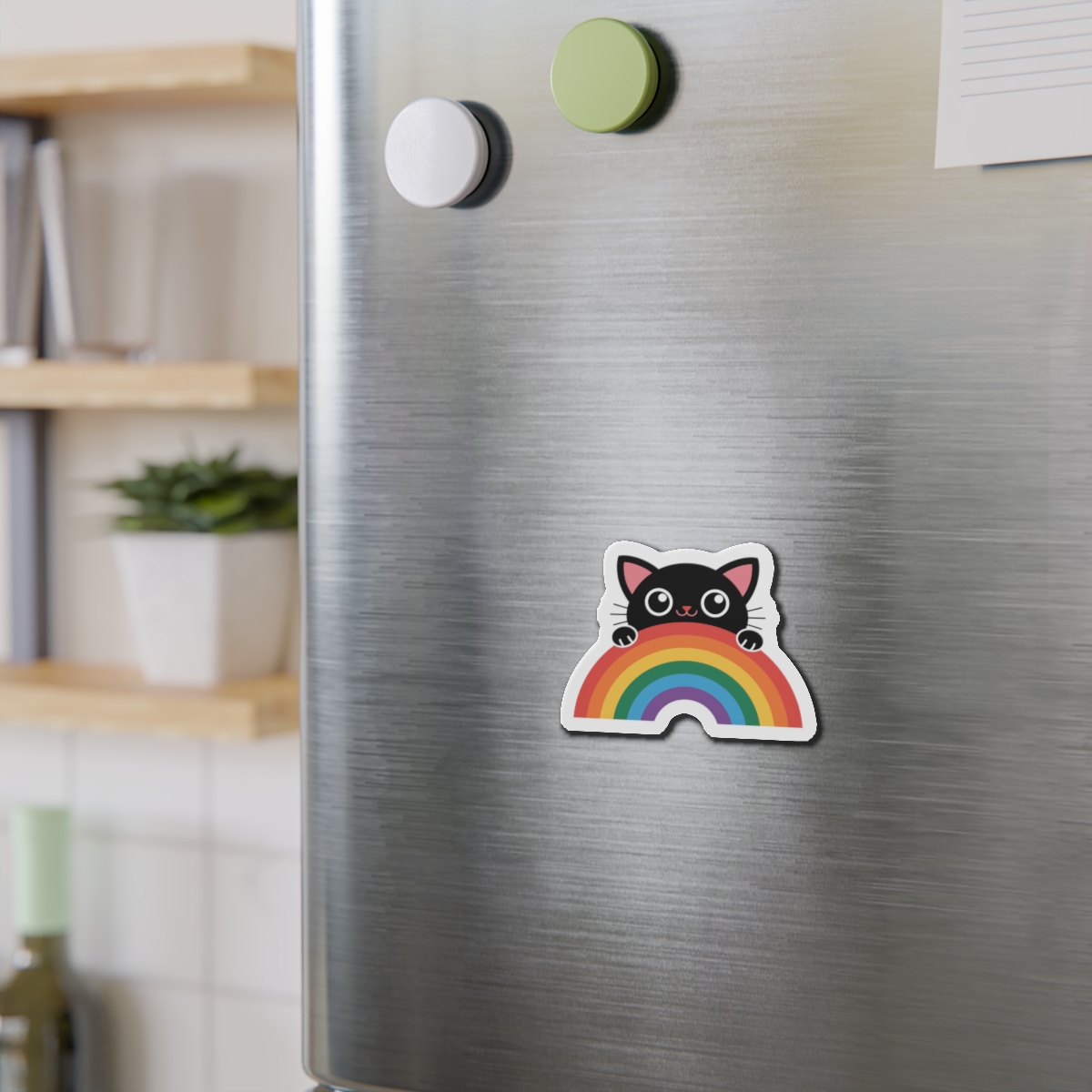 Black Cat With Rainbow Icon Pride Pet Design Vector Illustration Die Cut Magnets - Image 6