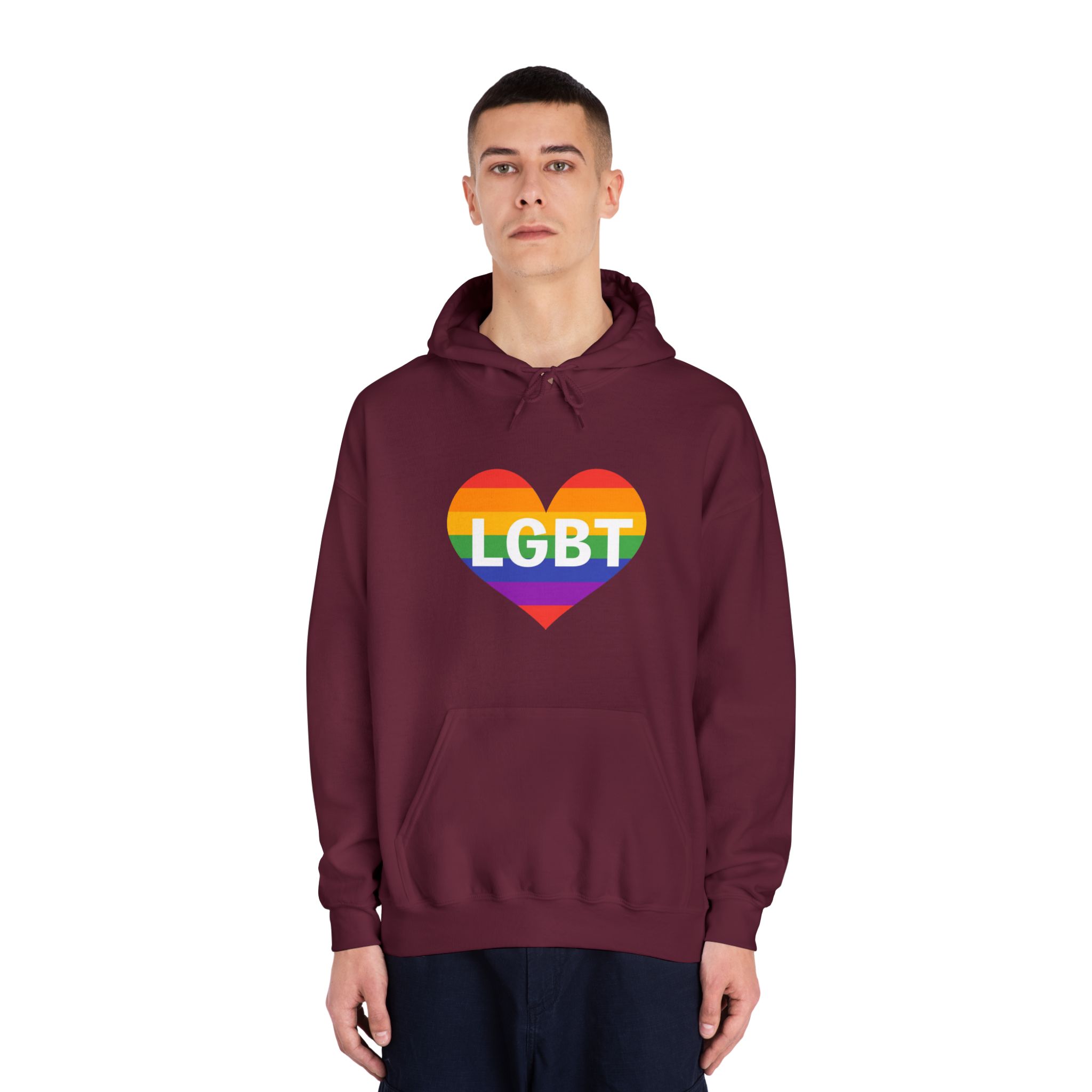 Lgbt Rainbow Colors Heart Mark Lgbt Letters Unisex Dryblend Hooded Sweatshirt - Image 19