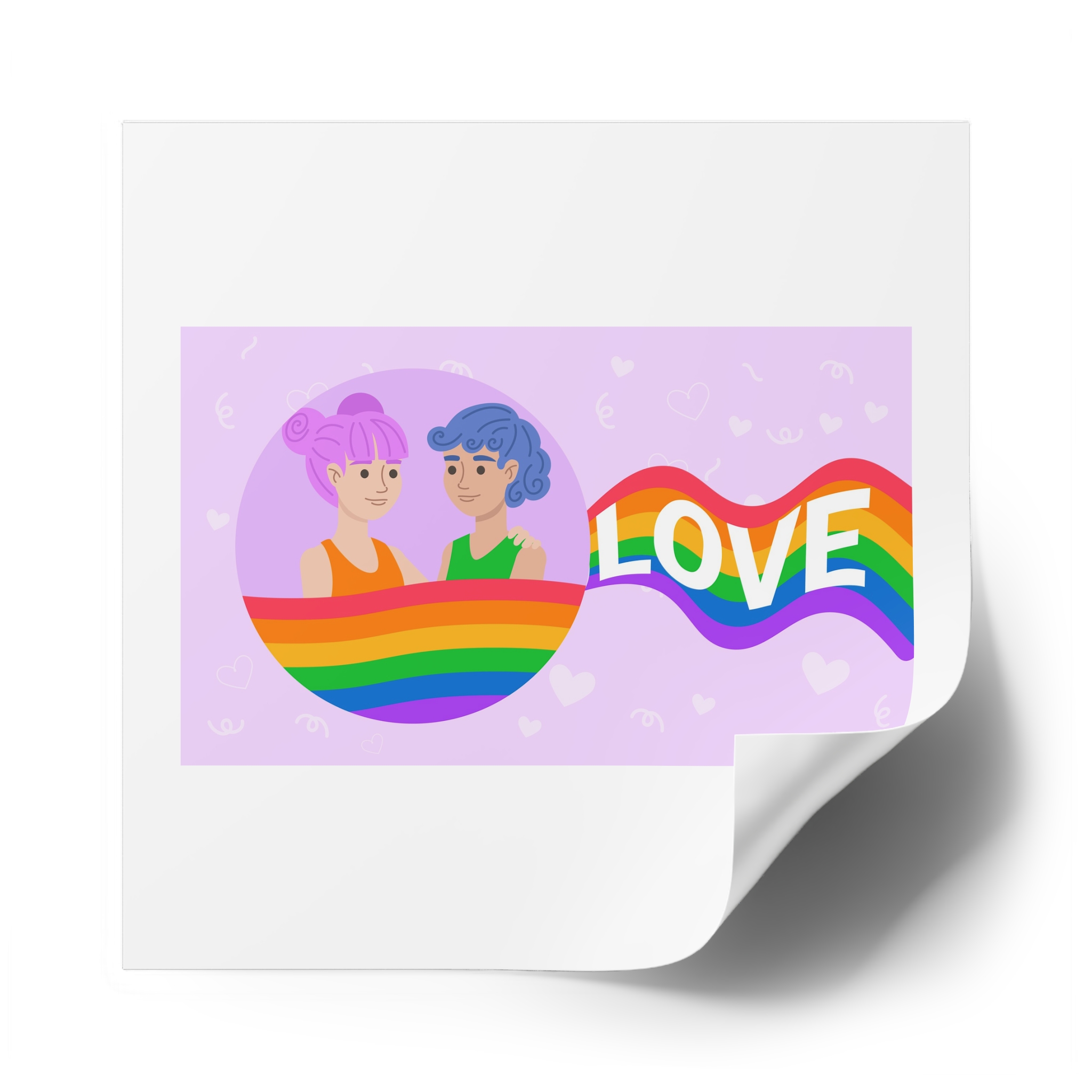 Joyful Group Holding Waving Pride Flag Laminate Stickers Square - Image 50