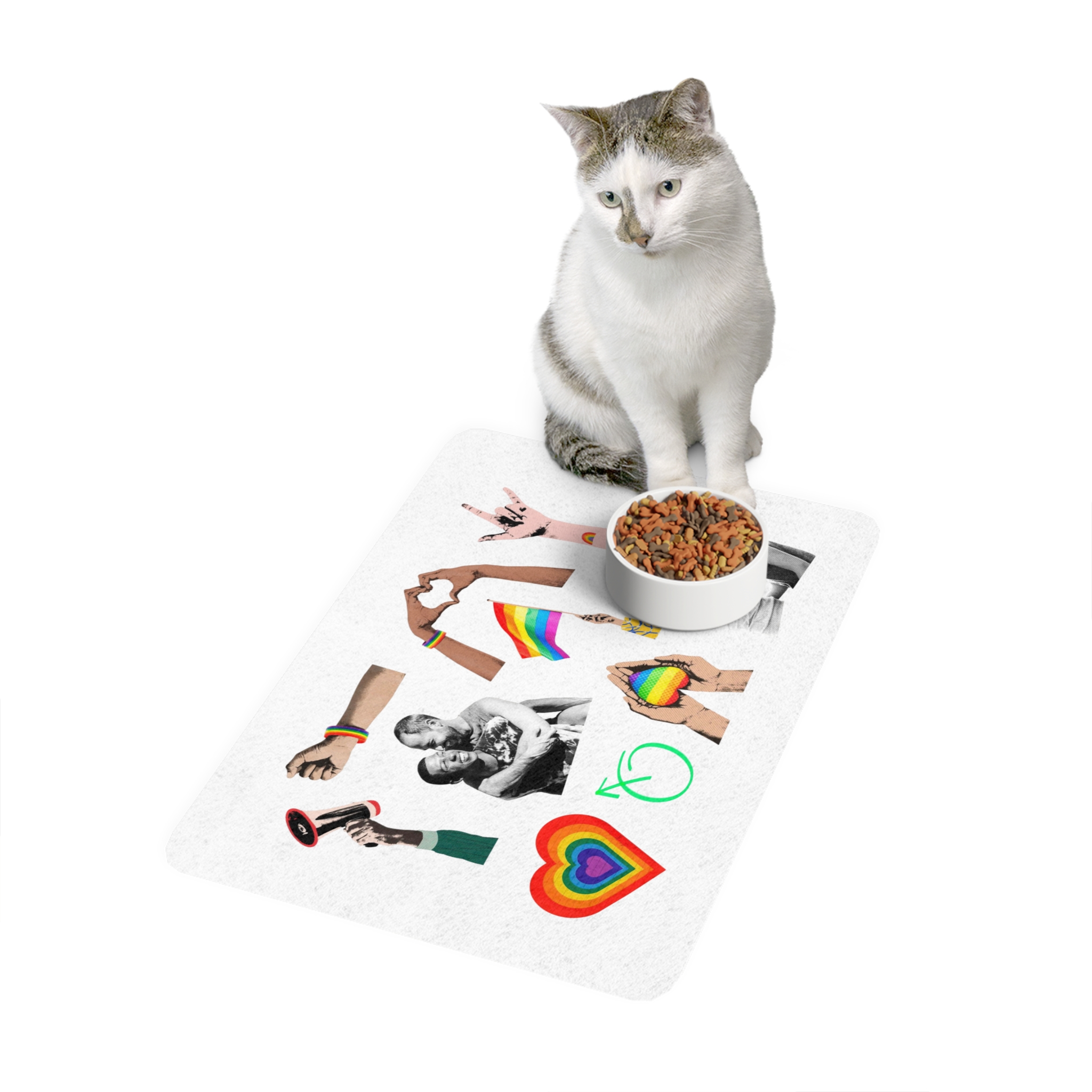 Gay Pride Sticker Rainbow Elements Set Vector Pet Food Mat 12x18 - Image 3