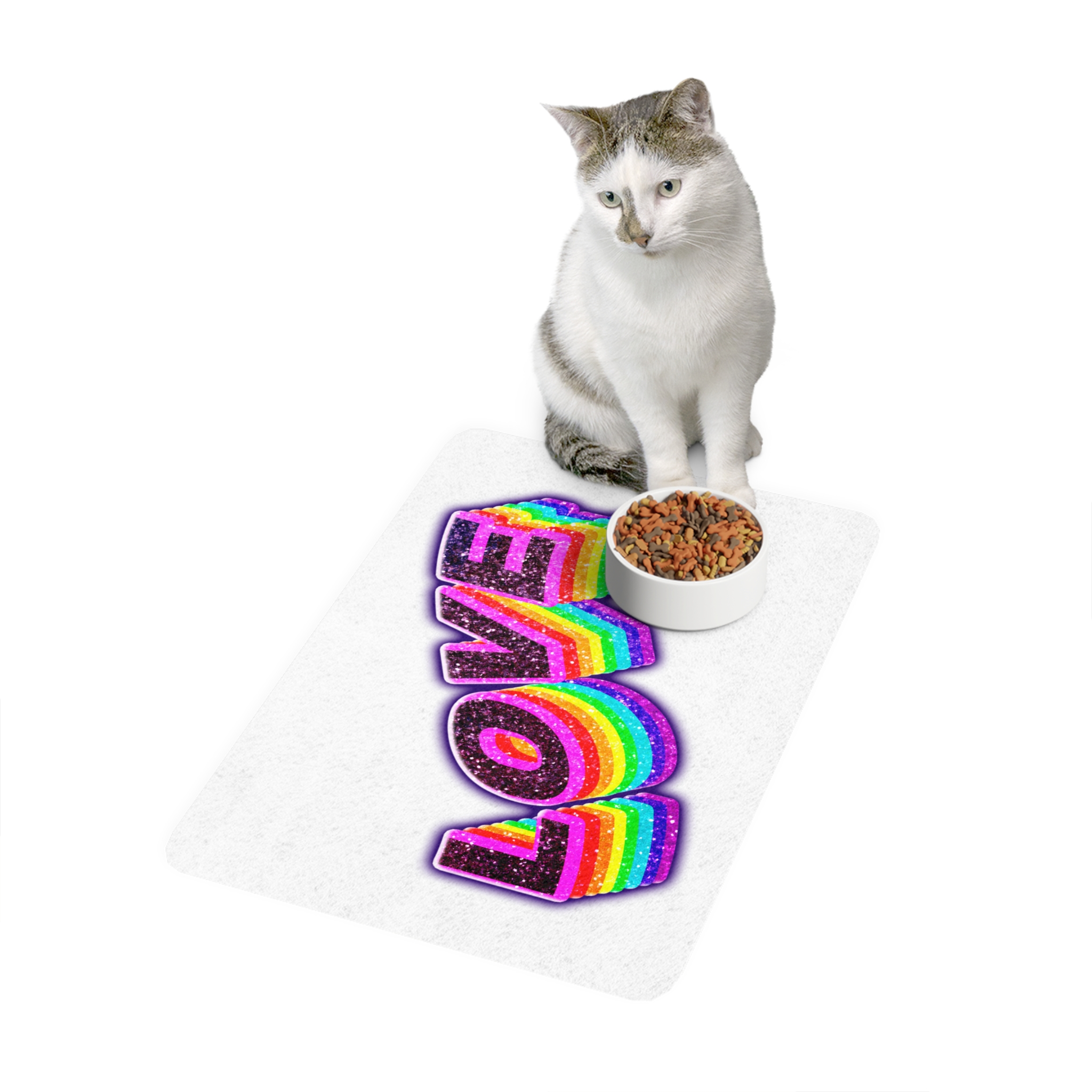 Love Png Word Rainbow Typography Pet Food Mat 12x18 - Image 3