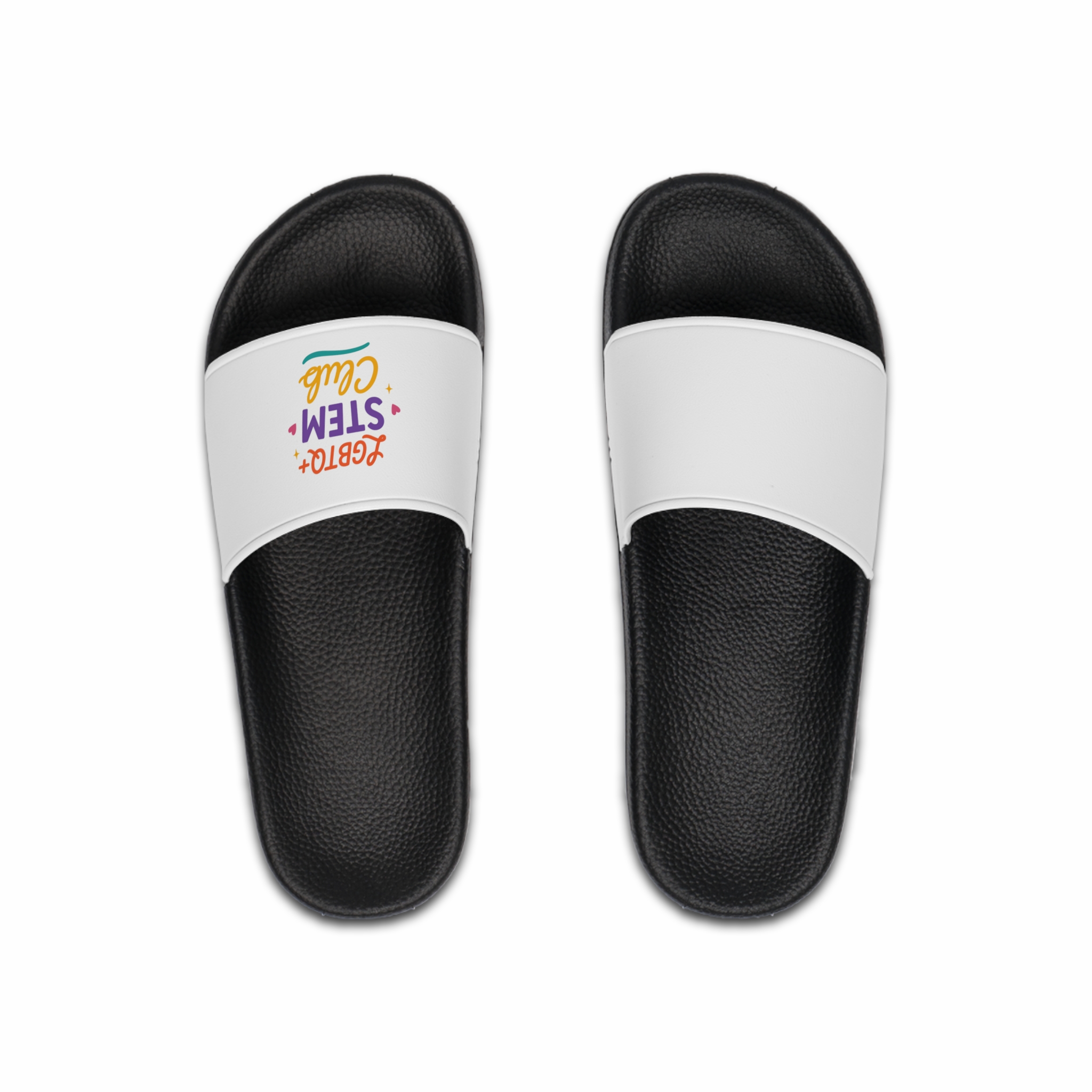 Vibrant Lgbtq Stem Club Logo Vector Illustration Featuring Bright Colors Playful Design Element Mens Slide Sandals