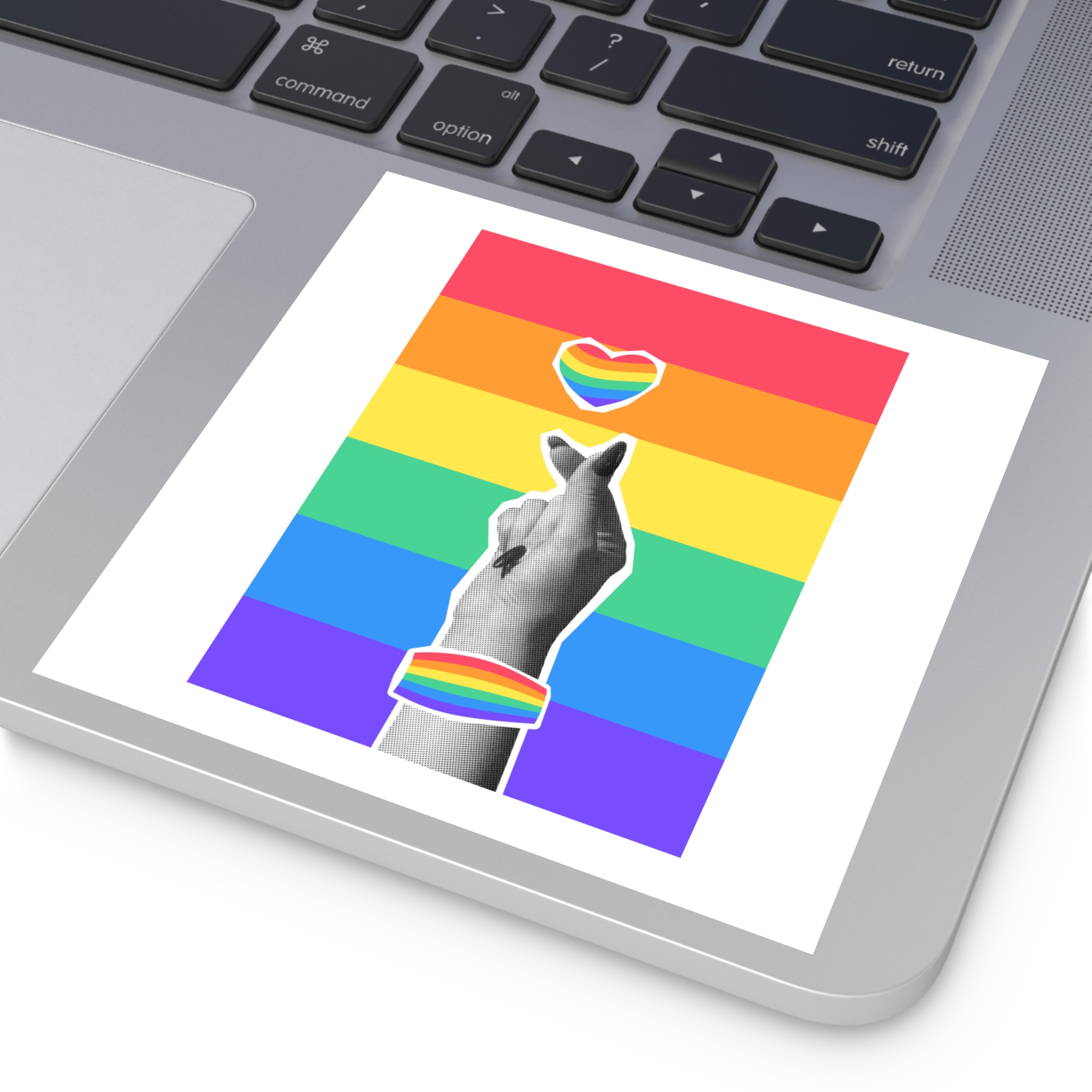 Lgbtq Trendy Retro Collage Halftone Hands Laminate Stickers Square - Image 39