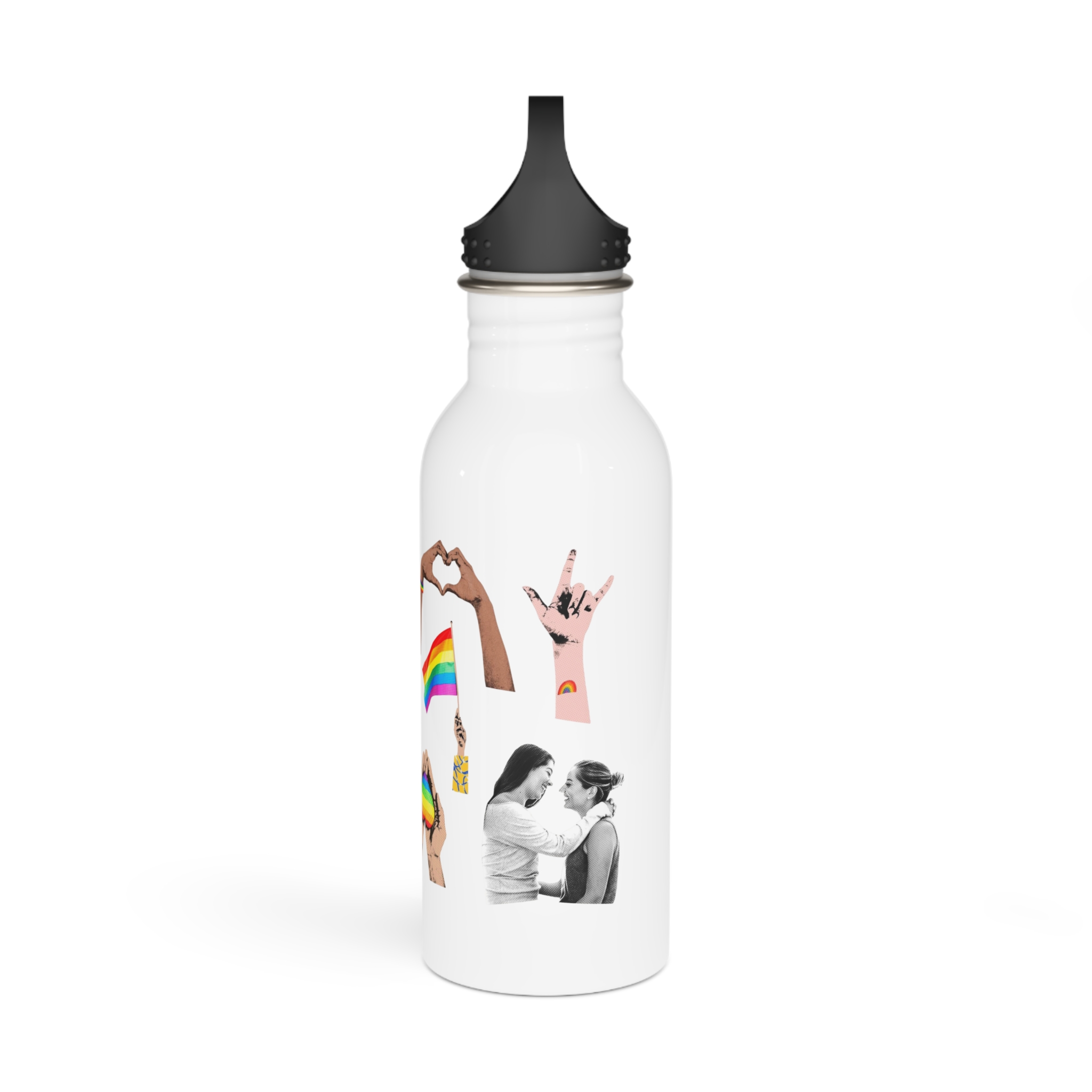 Gay Pride Sticker Rainbow Elements Set Vector Stainless Steel Water Bottle - Image 4