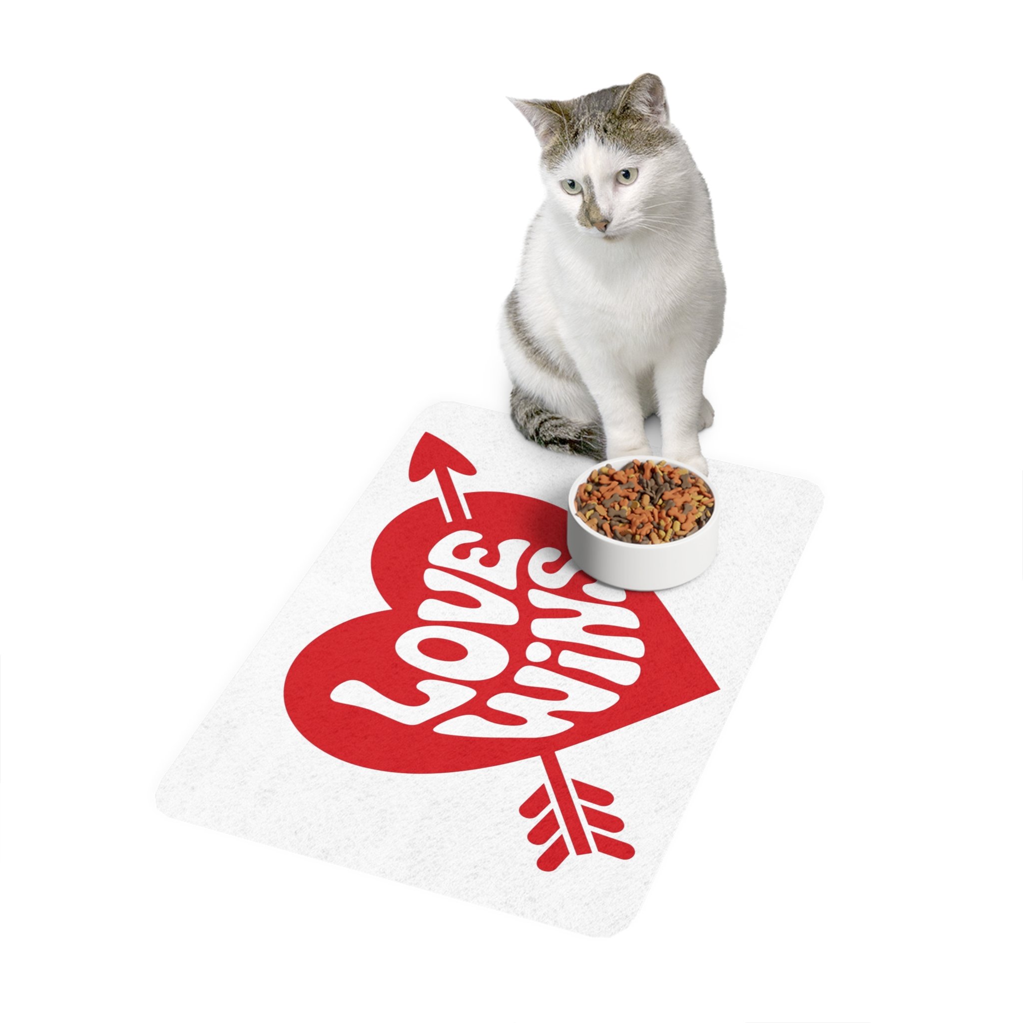Love Wins Inscription Red Heart Pierced With Cupid39s Arrow Transparent Background Pet Food Mat 12x18 - Image 3