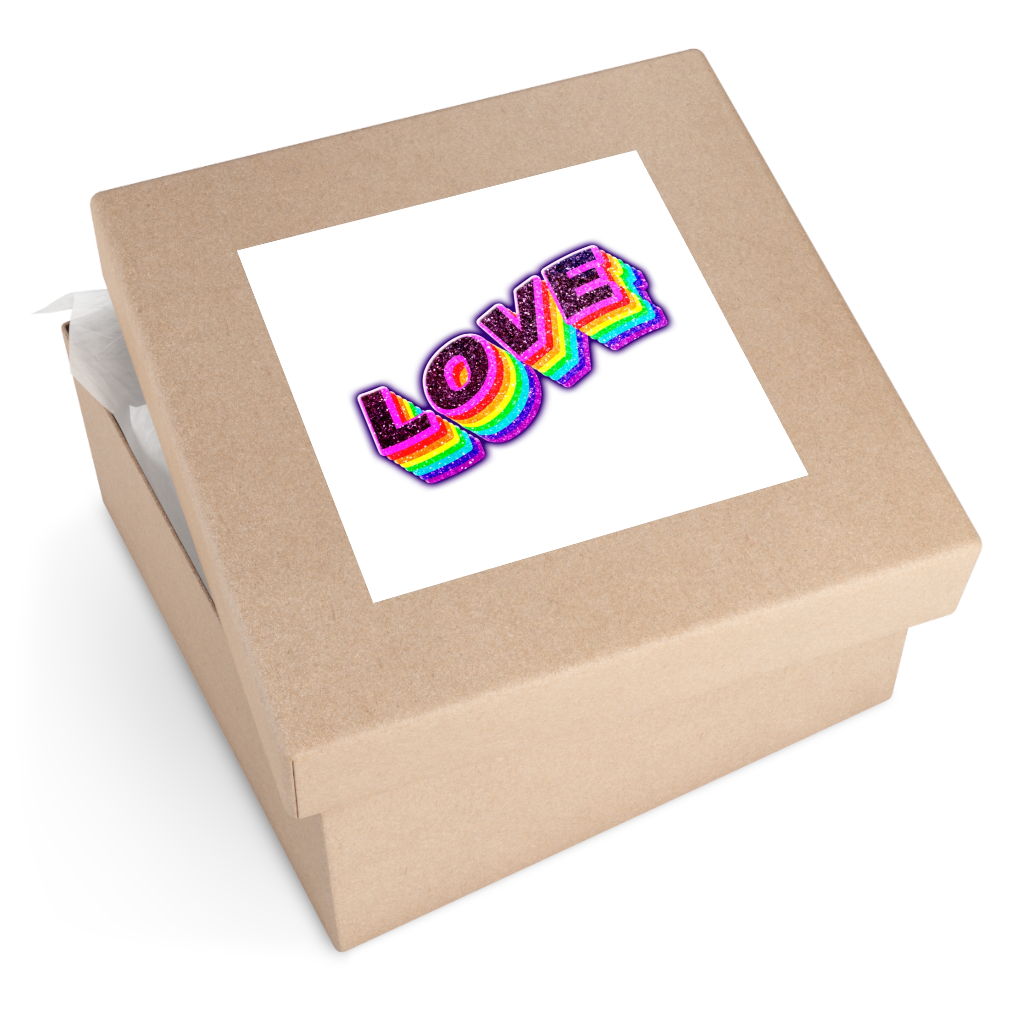Love Png Word Rainbow Typography Laminate Stickers Square - Image 51