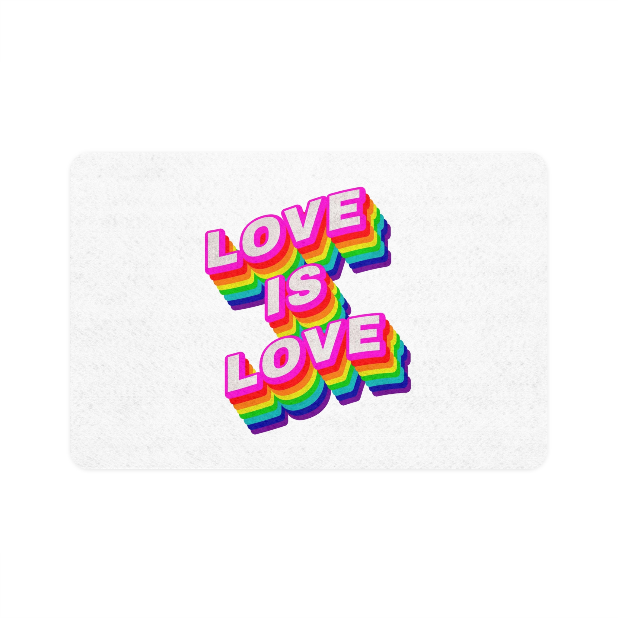 Rainbow Word Love Is Love Typography Design Element Pet Food Mat 12x18