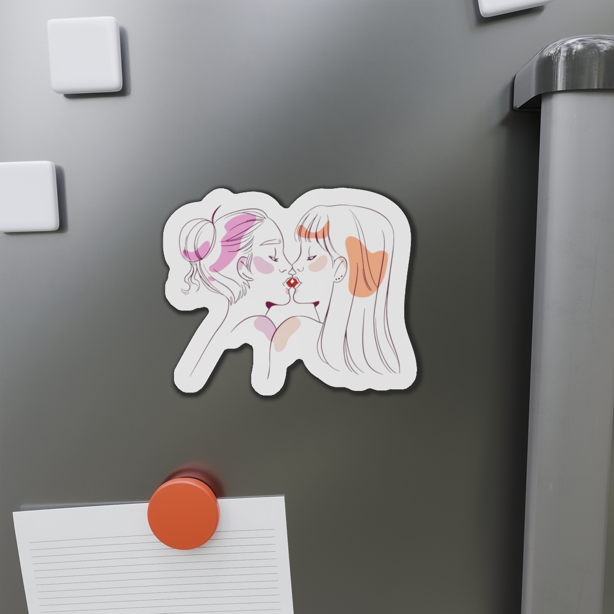 Hand Drawn Affectionate Lesbian Kiss (2) Die Cut Magnets - Image 14