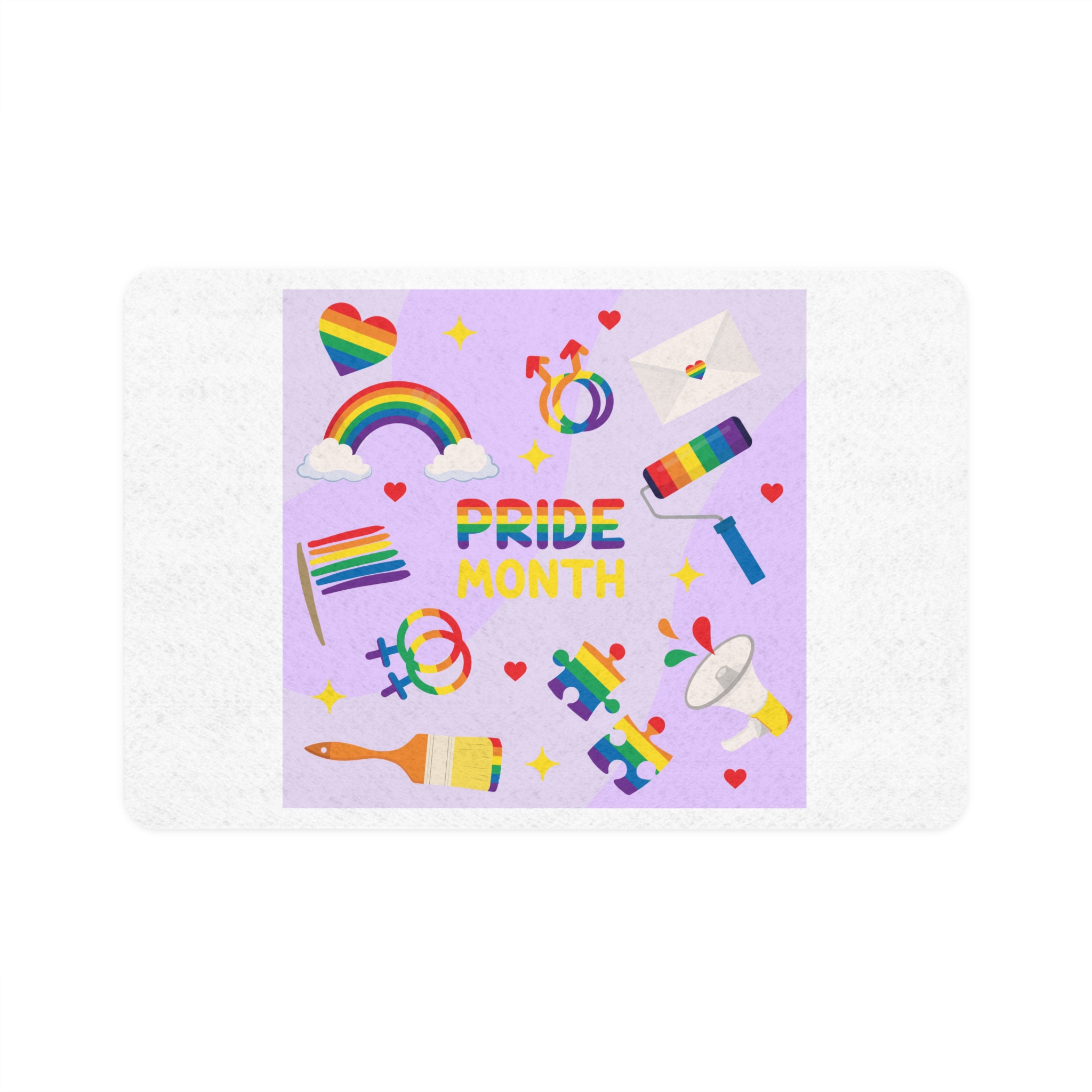 Pride Month Lgbtq Symbol Rainbow Colors Cute Elements Set Pet Food Mat 12x18