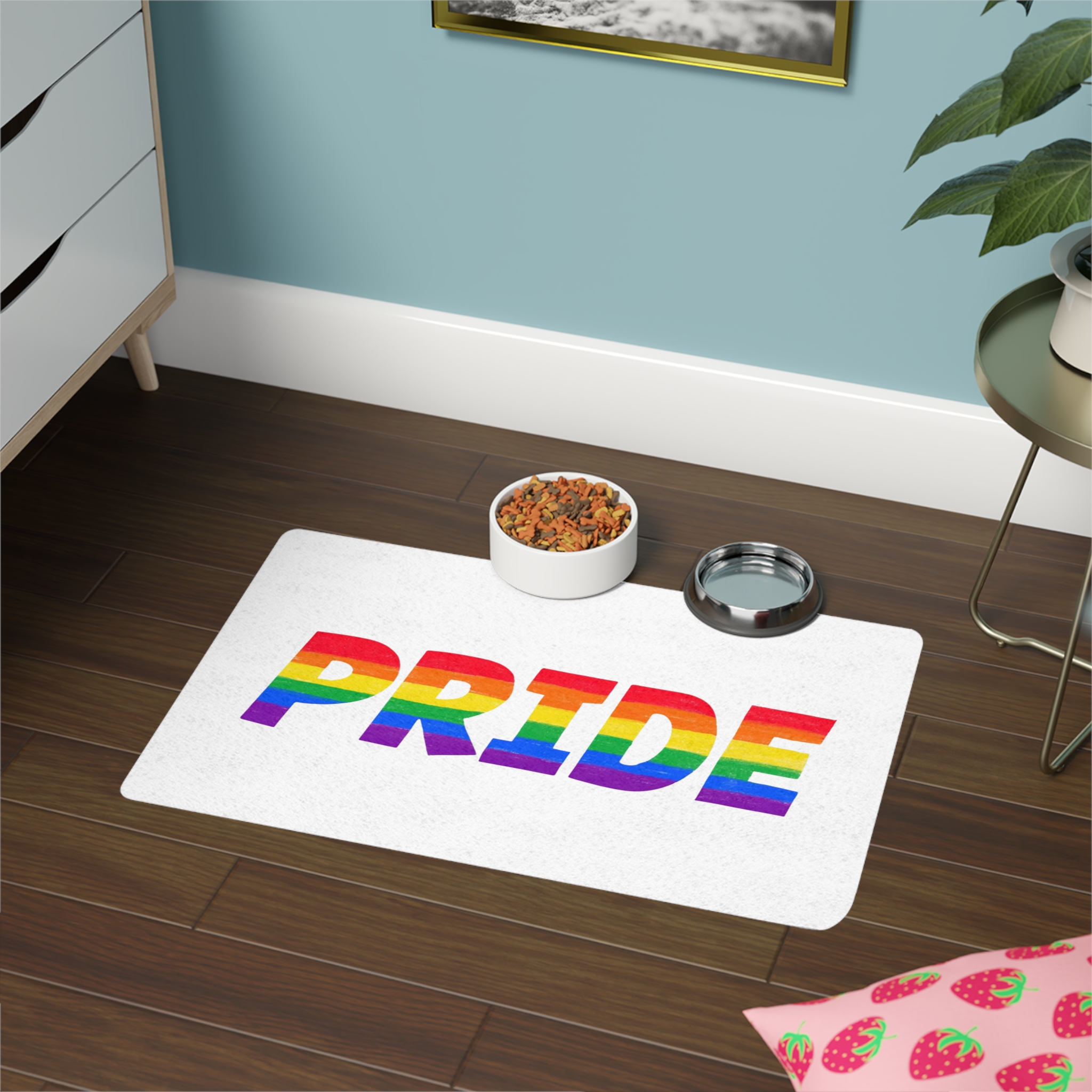 Word Pride Rainbow Lgbtq Gay Flag Colors Lettering Lgbt Month Pencil Crayon Textured Isolated Pet Food Mat 12x18 - Image 4