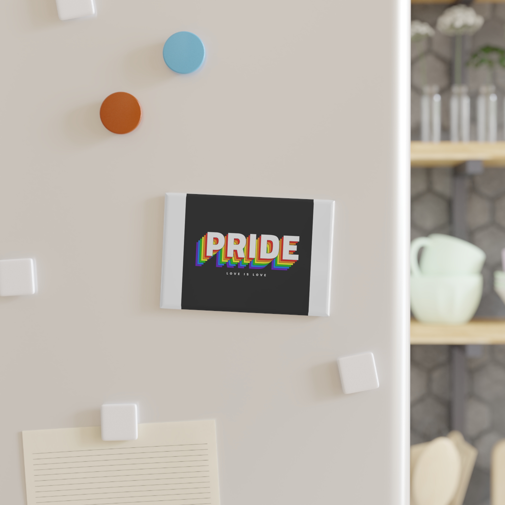 Vibrant Rainbow Pride Love Is Love Message Button Magnet Rectangle 1 And 10 Pcs - Image 7