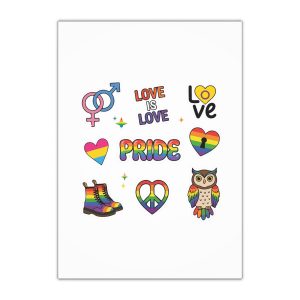 Pride Stickers Doodle Set Colorful Lgbtq Hand Drawn Icons Pack Gift Wrapping Paper Sheets 1pc
