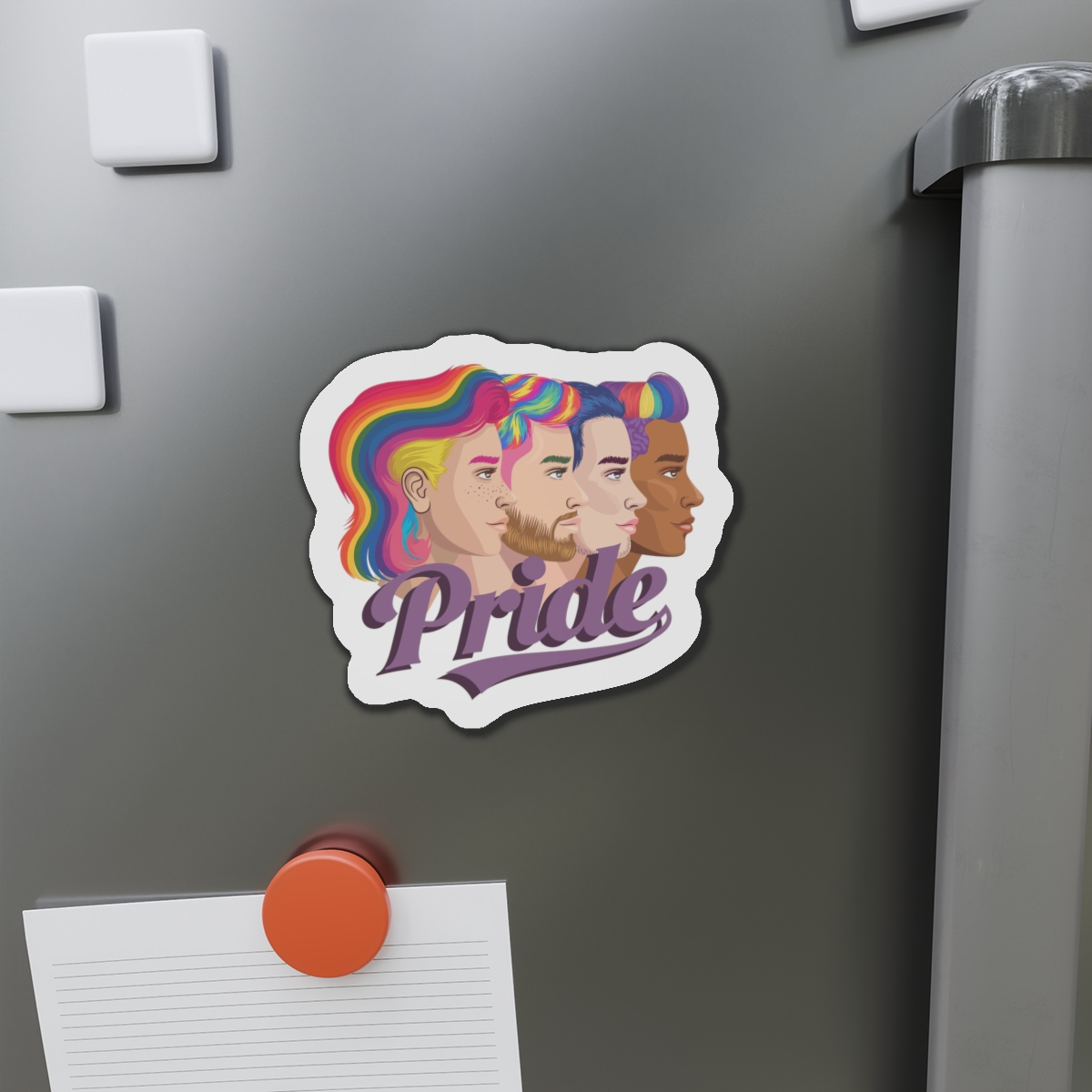 Vector Illustration Four Side Profiles Lgbtq Individuals With Vibrant Hair Colors Die Cut Magnets - Image 14