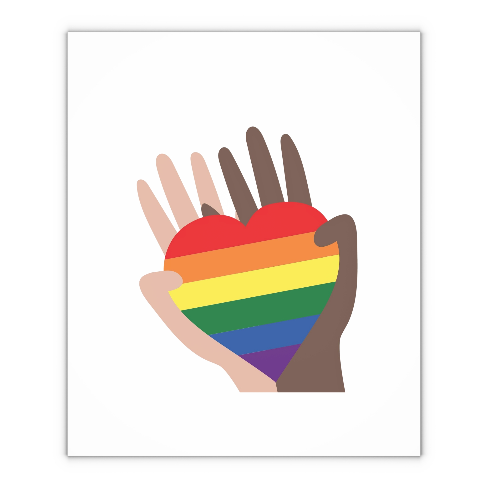 Hands Different Colors Skin Holding Rainbow Heart Lgbtq Color Gift Wrapping Paper Sheets 1pc - Image 4