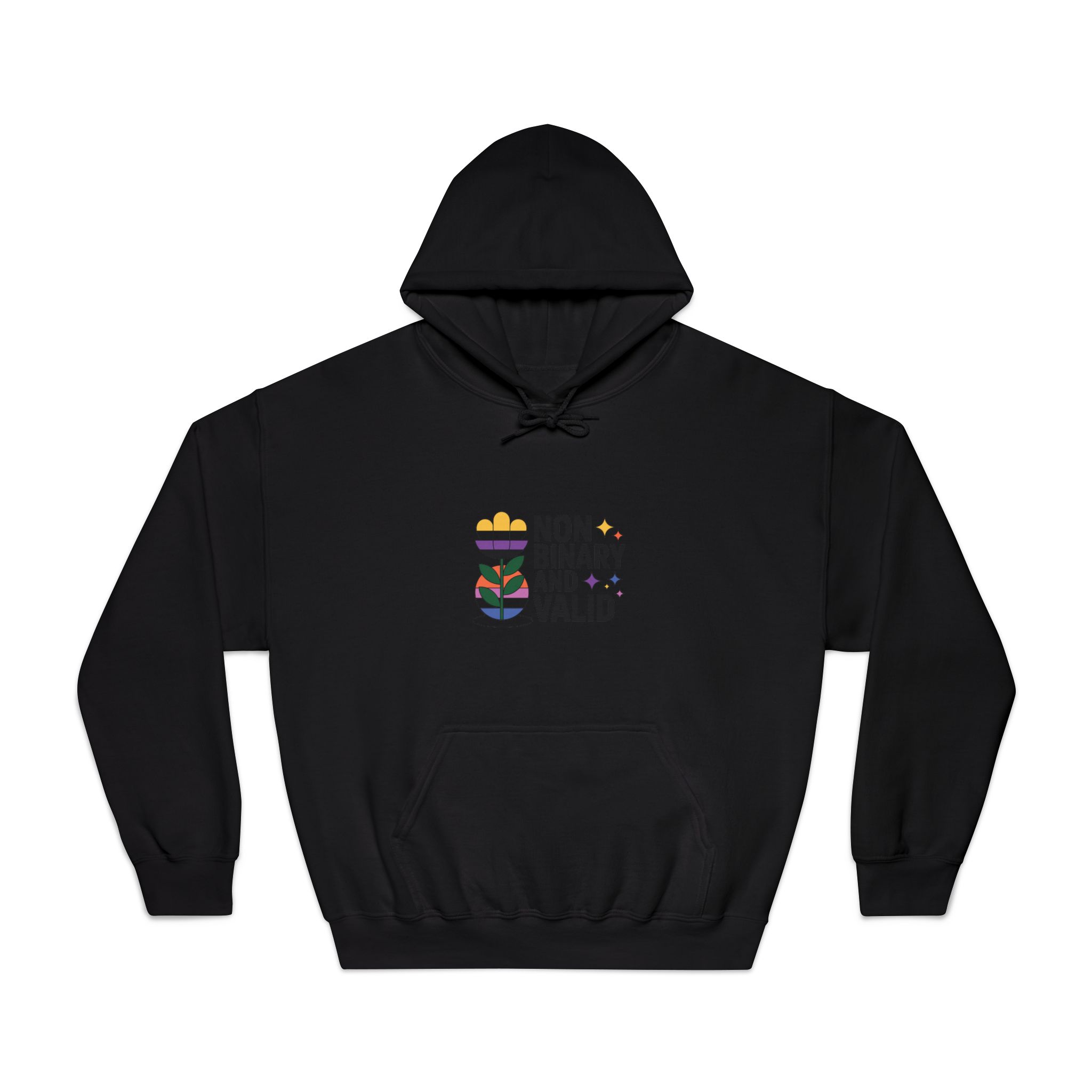 Non Binary Valid T Shirt Design Isolated White Background Unisex Dryblend Hooded Sweatshirt - Image 9