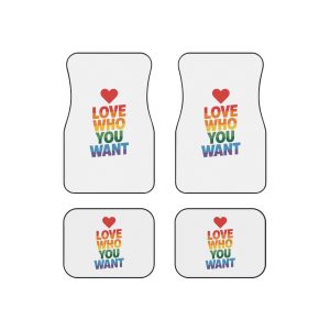 Rainbowcolored Text With Heart Symbol Saying Love Who You Want Car Mats Set Of 4