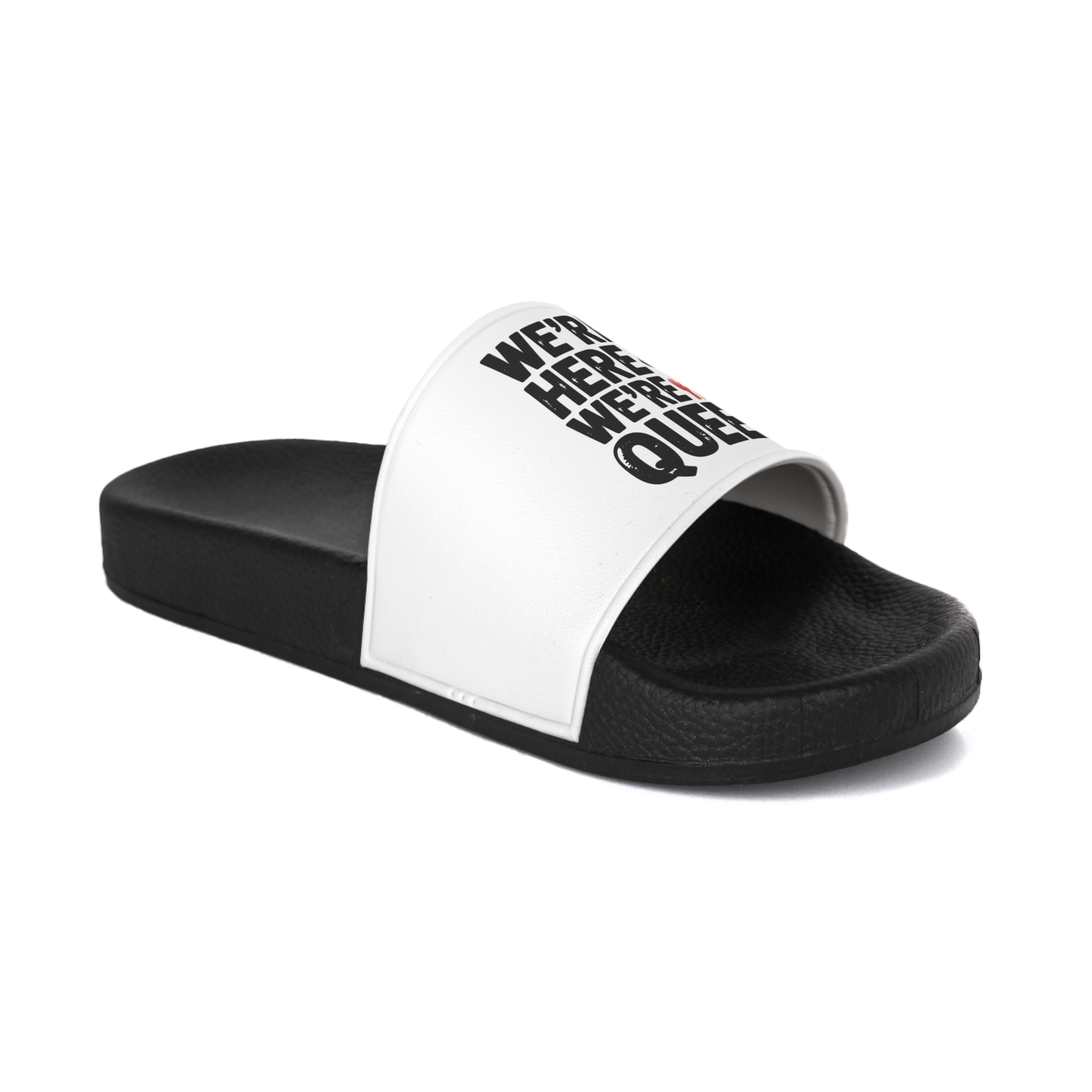 Were Here Were Queer T Shirt Design Isolated White Background Mens Slide Sandals - Image 2