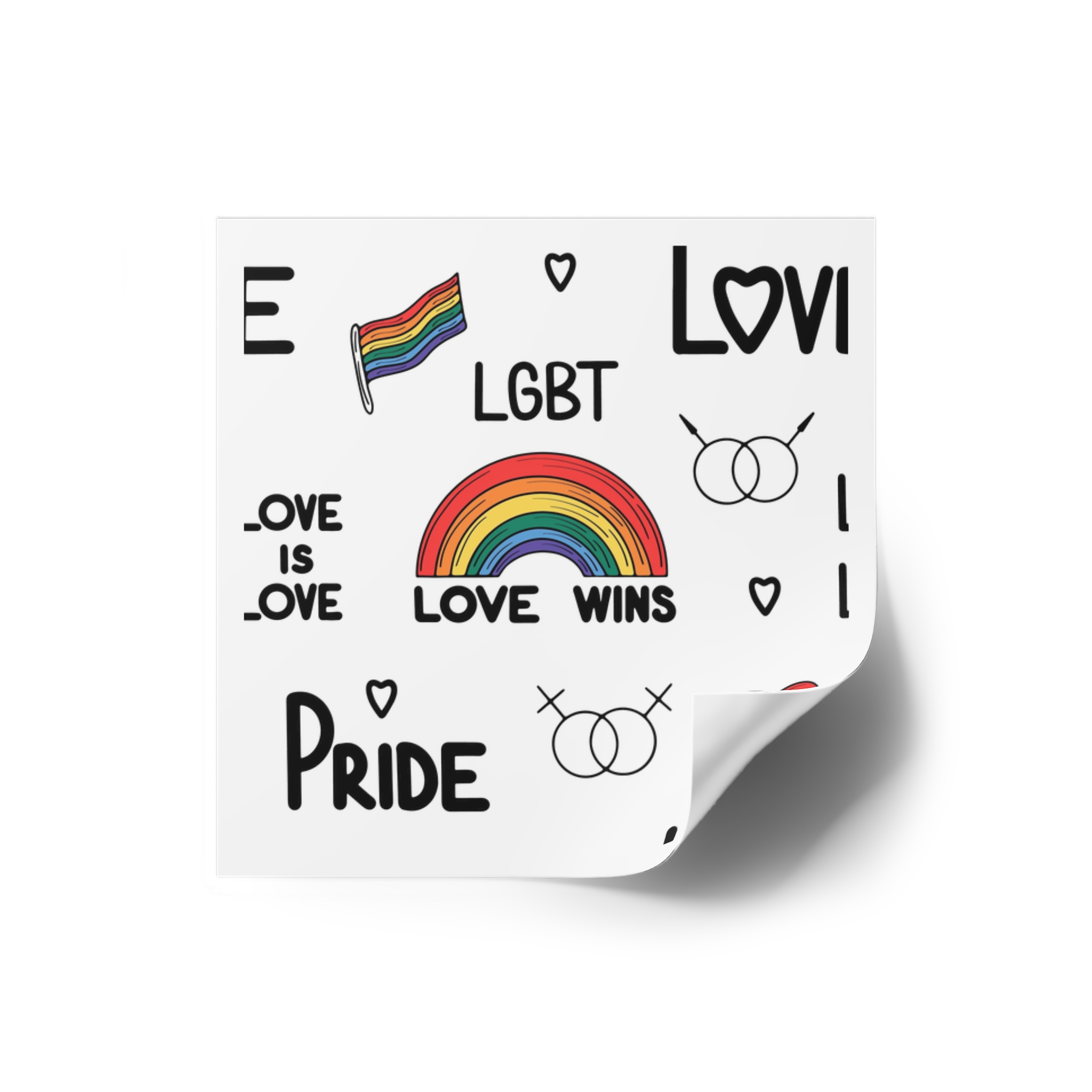 Lgbtq Pride Seamless Illustration Rainbow Hearts Love Symbols Laminate Stickers Square - Image 6
