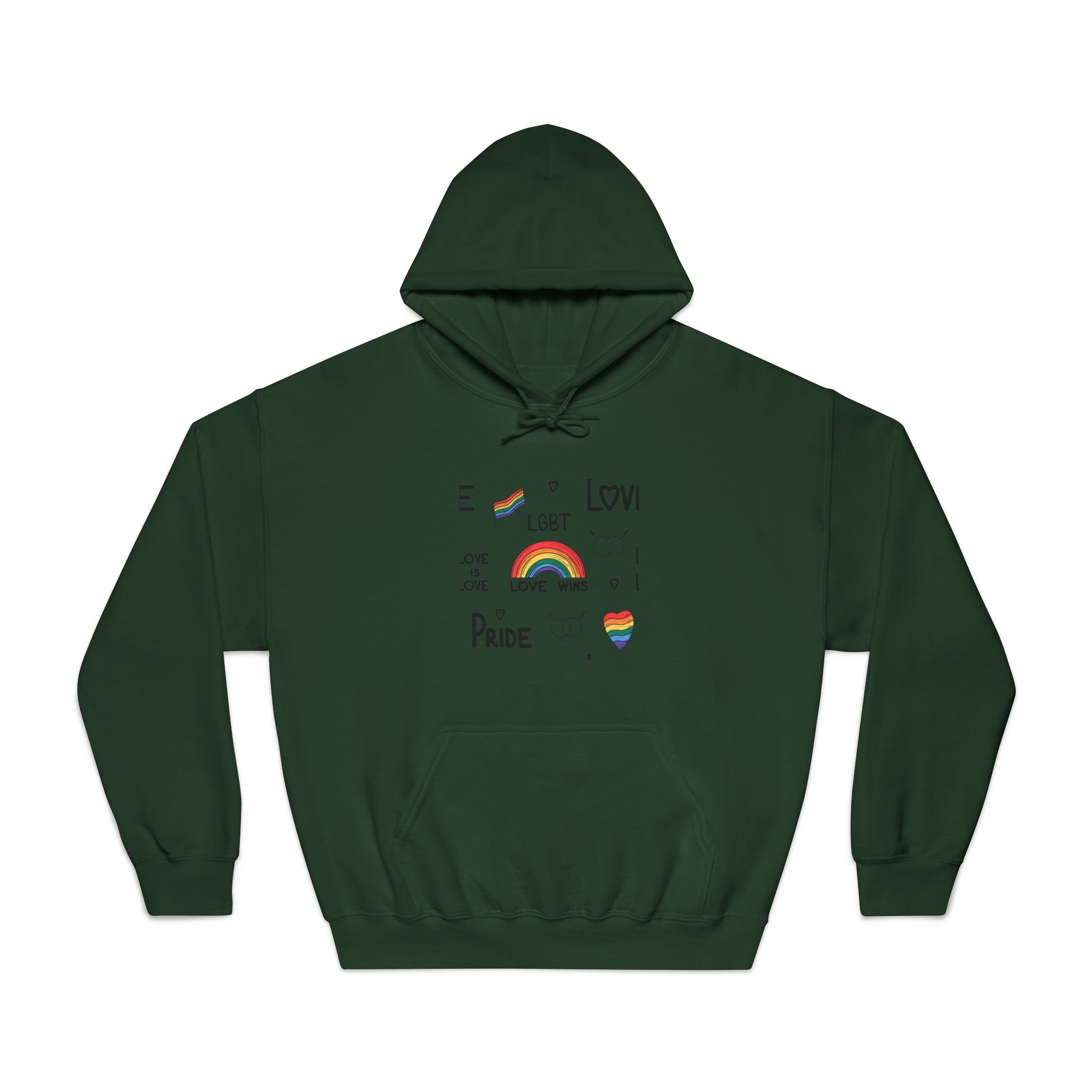 Lgbtq Pride Seamless Illustration Rainbow Hearts Love Symbols Unisex Dryblend Hooded Sweatshirt - Image 21