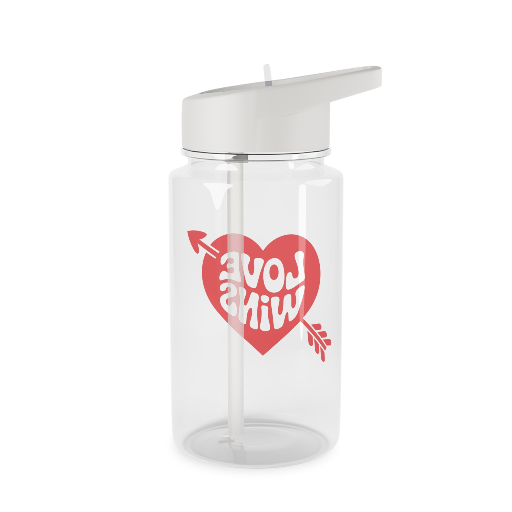Love Wins Inscription Red Heart Pierced With Cupid39s Arrow Transparent Background Tritan Water Bottle - Image 2