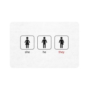 Gender Neutral Toilet Sign Concept Set Word They Written With Red Marker Male Female Unisex Pet Food Mat 12x18