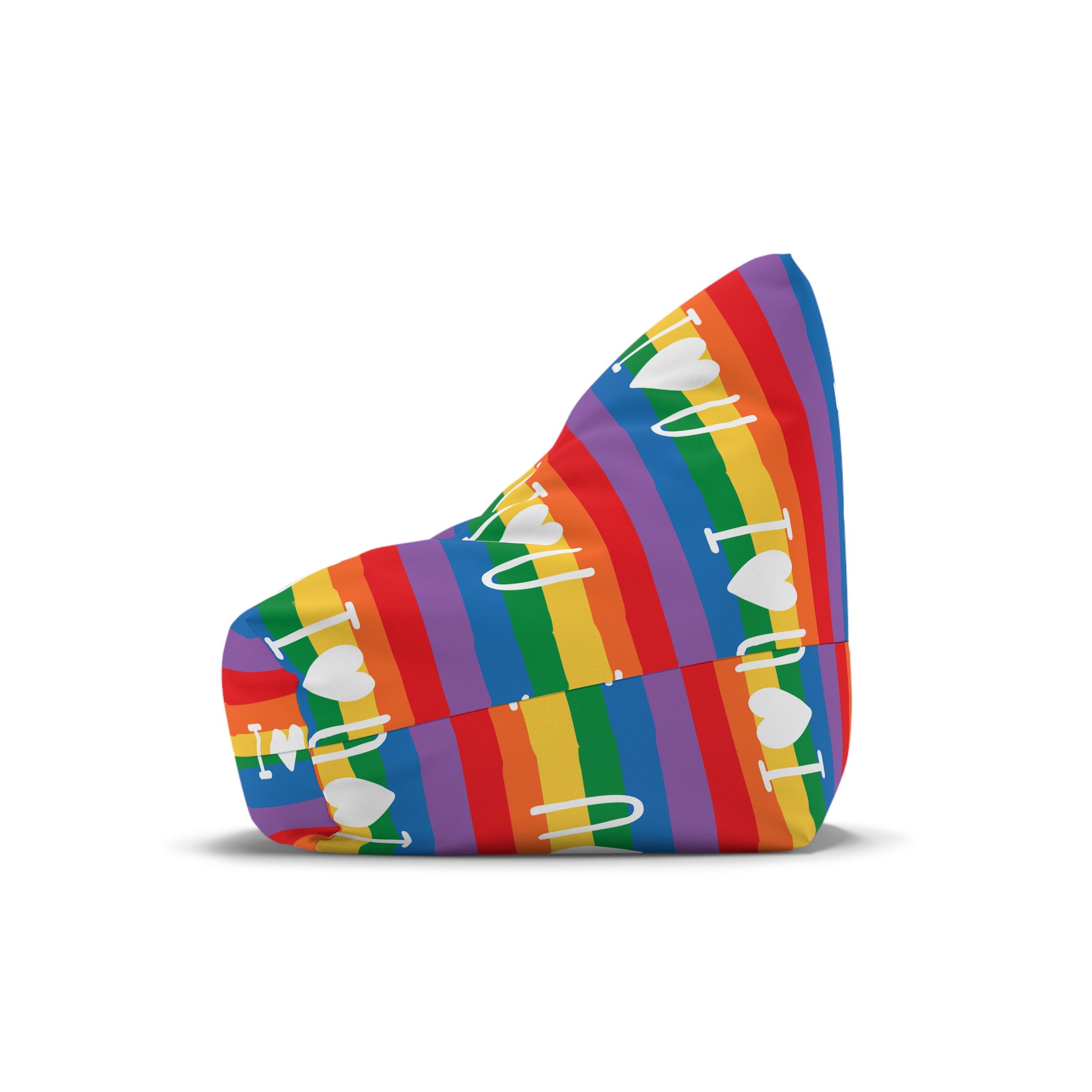 Vibrant Rainbow Flag With I Love You Heart Message Bean Bag Chair Cover - Image 4