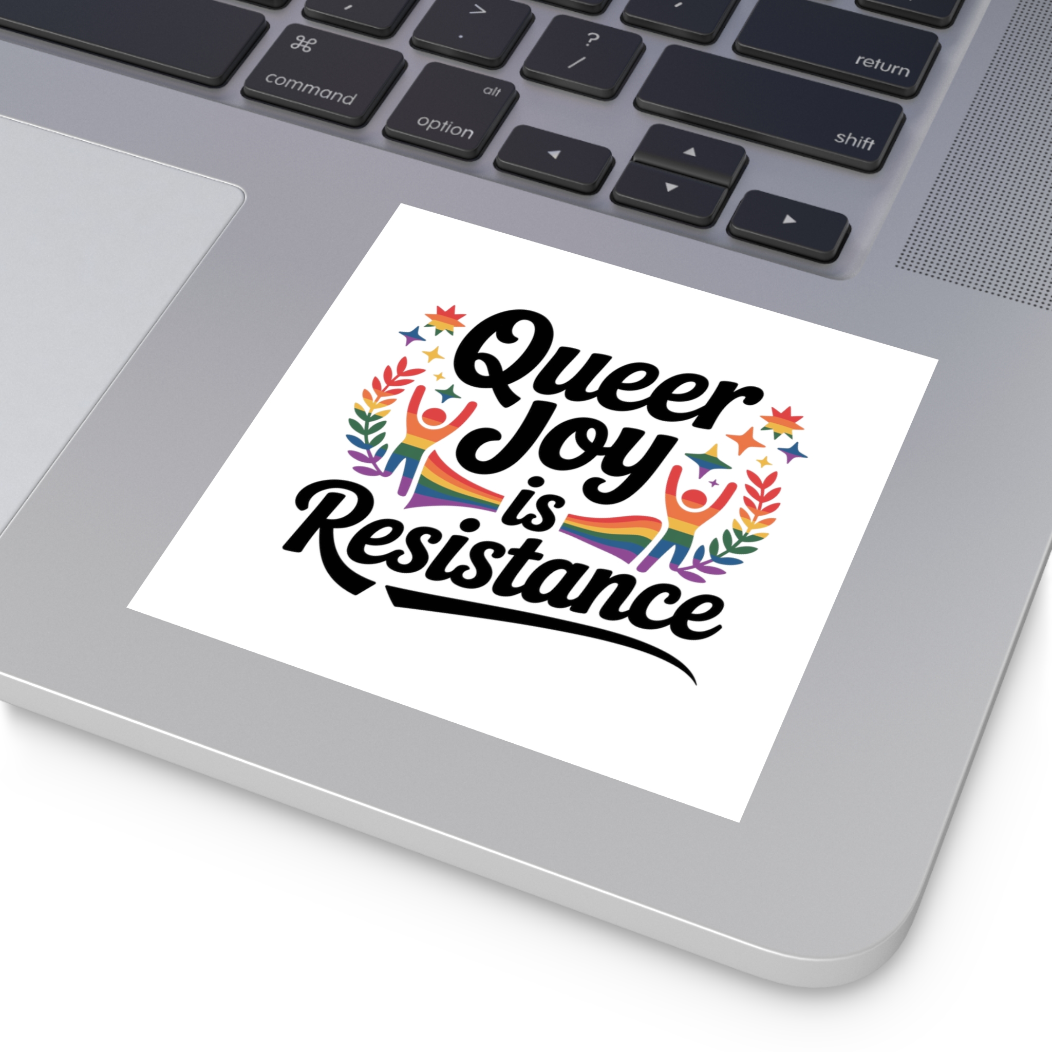 Queer Joy Is Resistance T Shirt Design Isolated White Background Laminate Stickers Square - Image 19