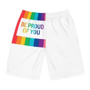 Rainbow Colored Background With Be Proud You Concept Pride Month Mens Board Shorts Aop