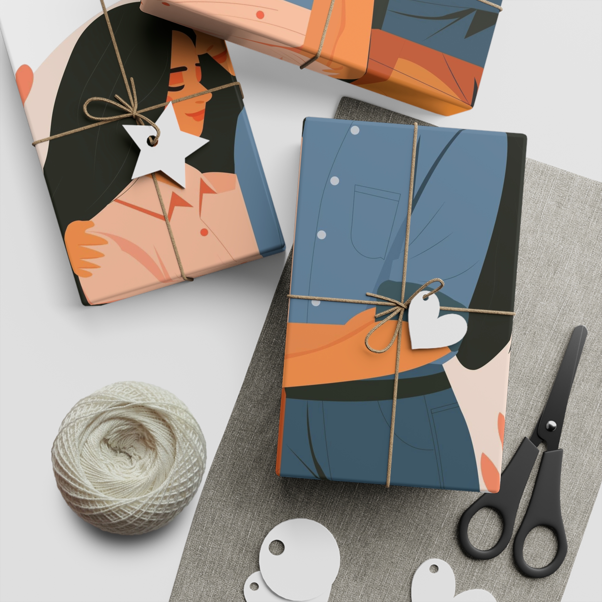 Indian Lesbian Couple Love Hugging Gift Wrapping Paper Sheets 1pc - Image 2
