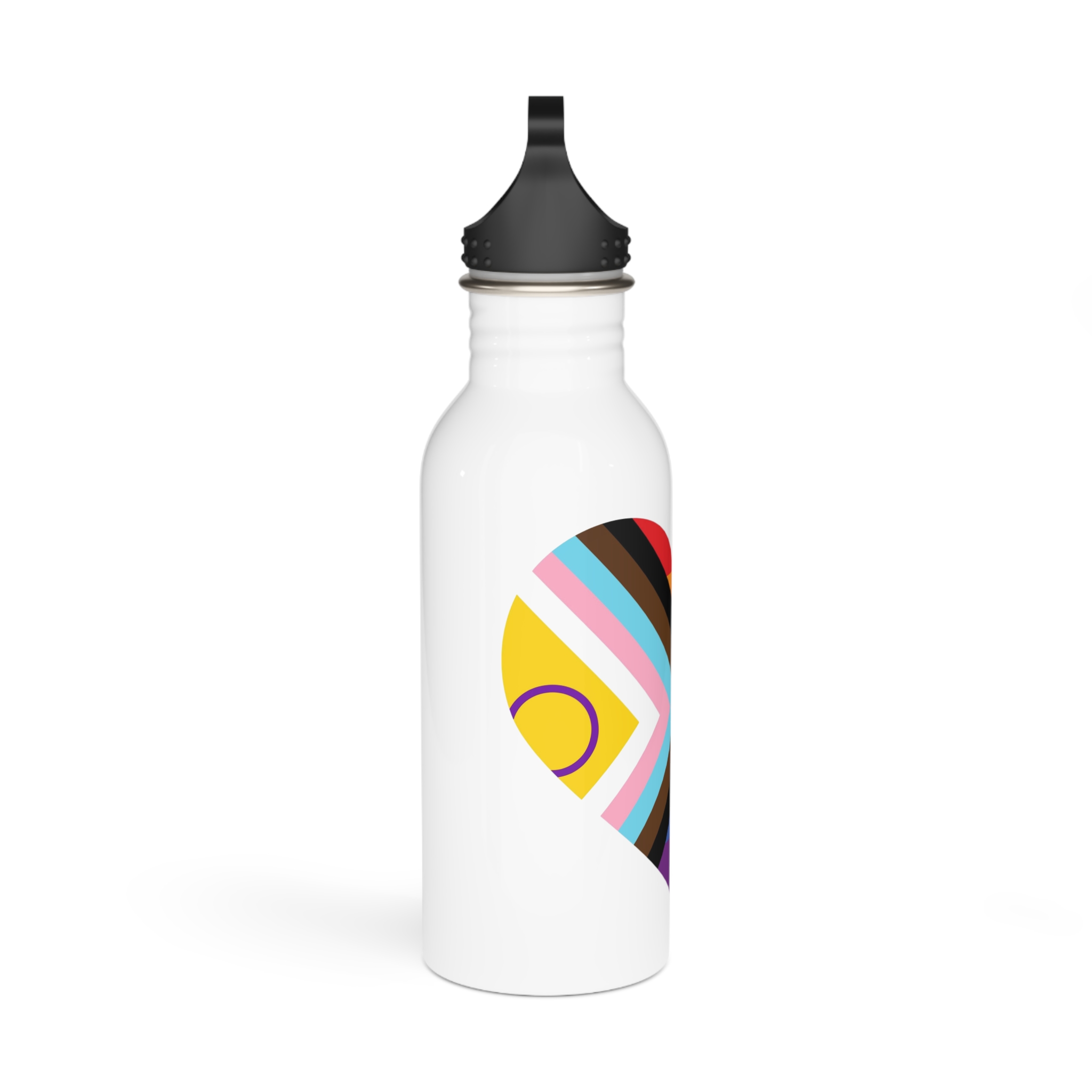 Heart With Rainbow Colored Heart Stainless Steel Water Bottle - Image 2