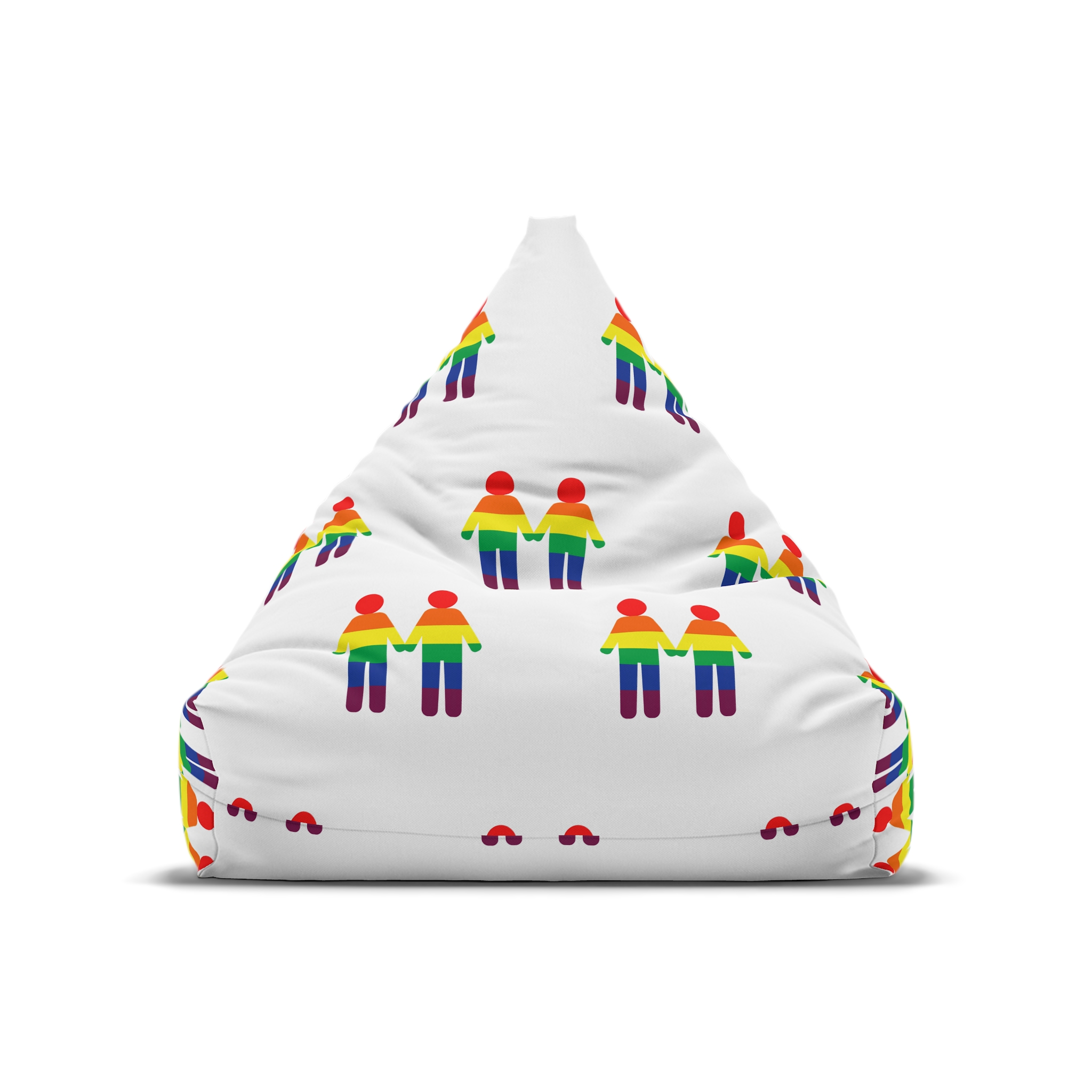 Gay Couple Holding Hands With Rainbow Color Background Vector Bean Bag Chair Cover - Image 5