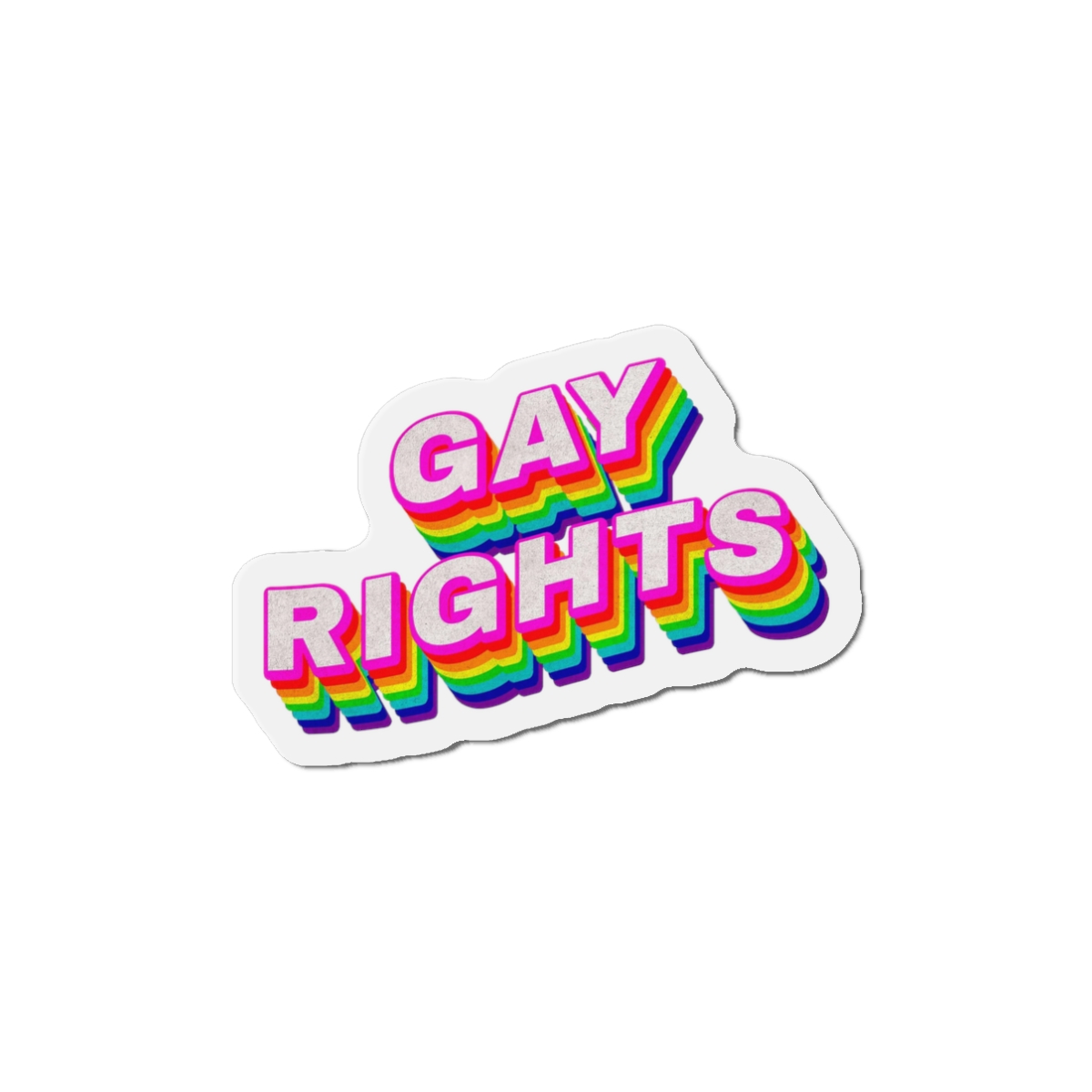Rainbow Word Gay Rights Typography Design Element Die Cut Magnets - Image 4