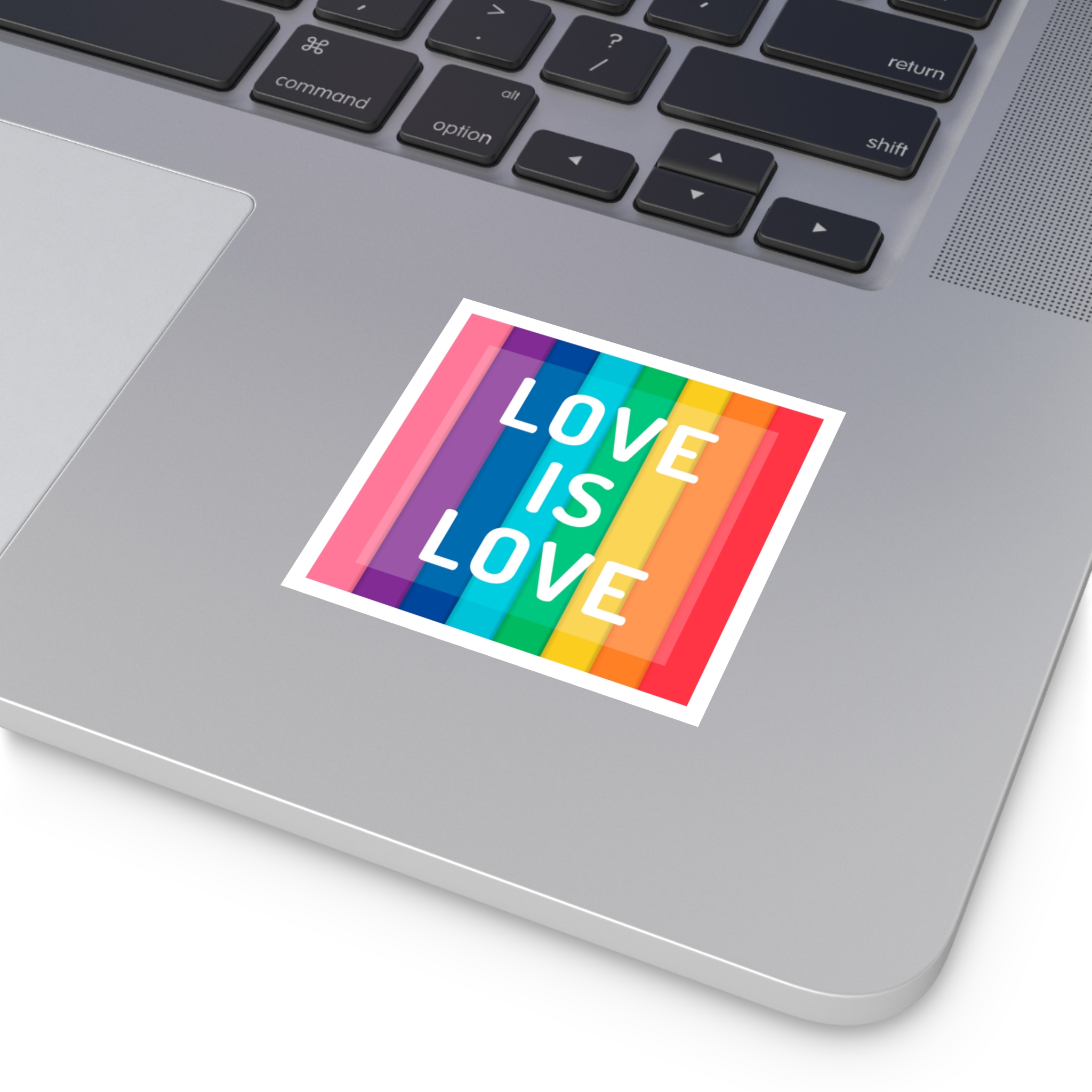 Rainbow Colored Background With Love Is Love Concept Pride Month Laminate Stickers Square - Image 15