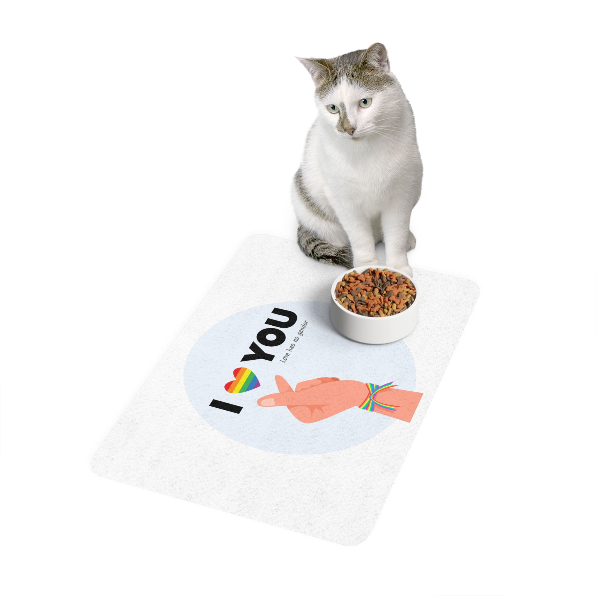Inspirational Homosexual Pride Poster With Rainbow Heart Pet Food Mat 12x18 - Image 3