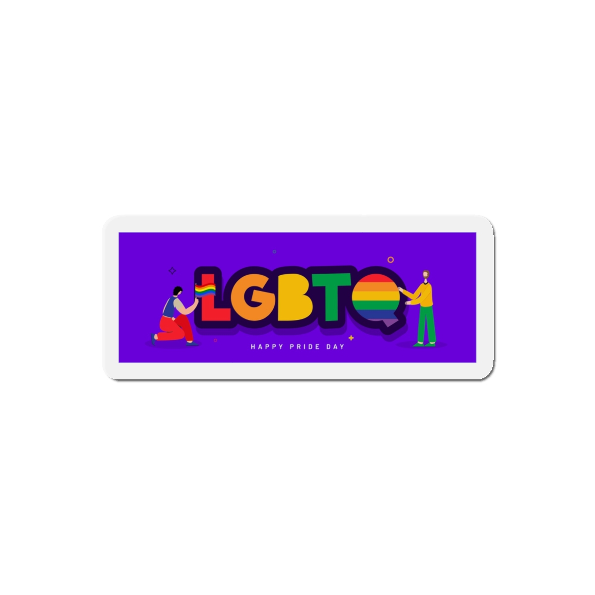 Lgbtq Community Banner Design With Illustration Gay Couple Die Cut Magnets - Image 10