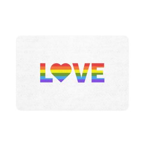 Love With Heart Rainbow Heart Shape Lgbtq Flag White Background Pride Month Pet Food Mat 12x18