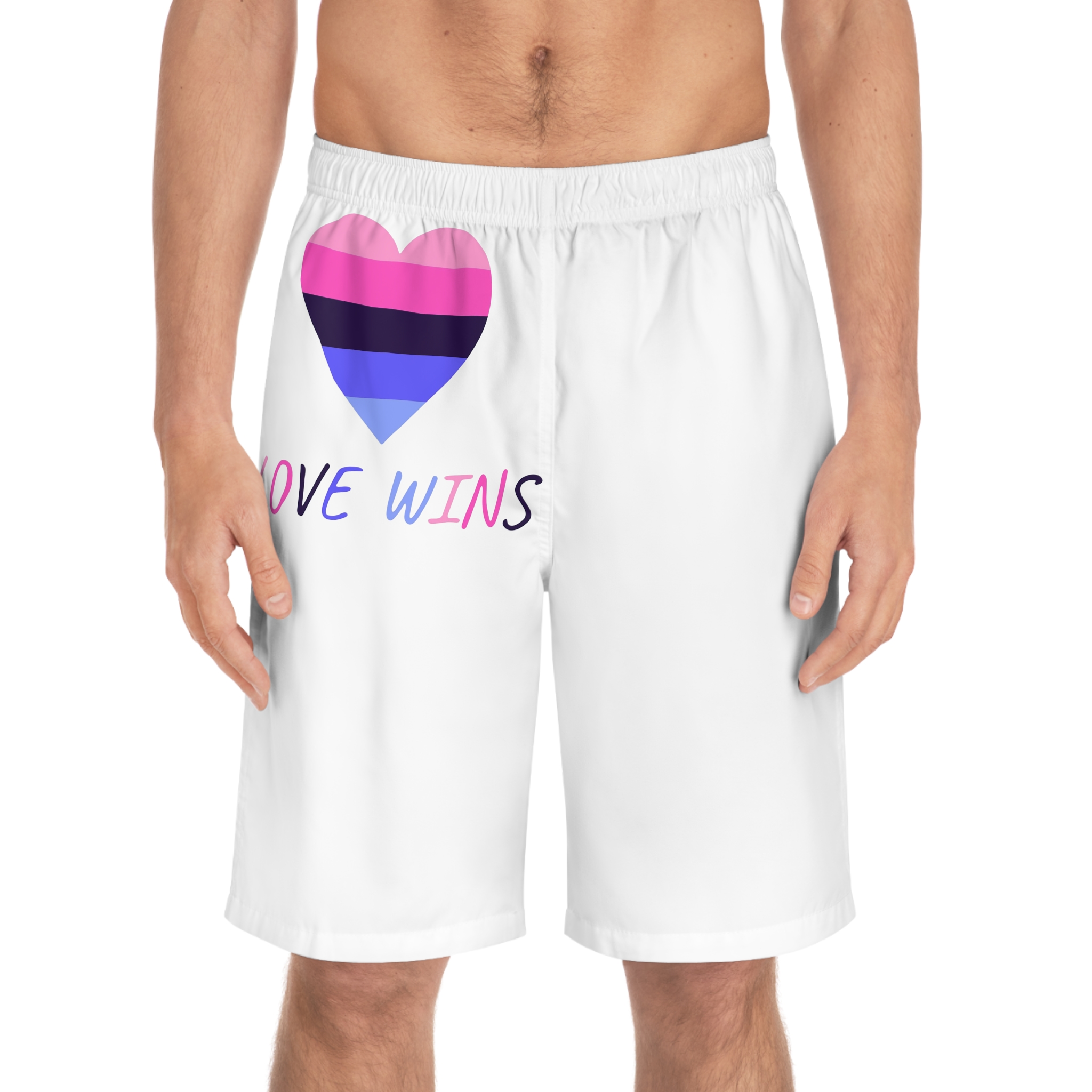 Colorful Heart Shape Omnisexual Pride Flag Happy Pride Day Lgbtqia Community Pride Month Vector Hand Drawn Doodle Posters Stickers Logo Cards Mens Board Shorts Aop - Image 3