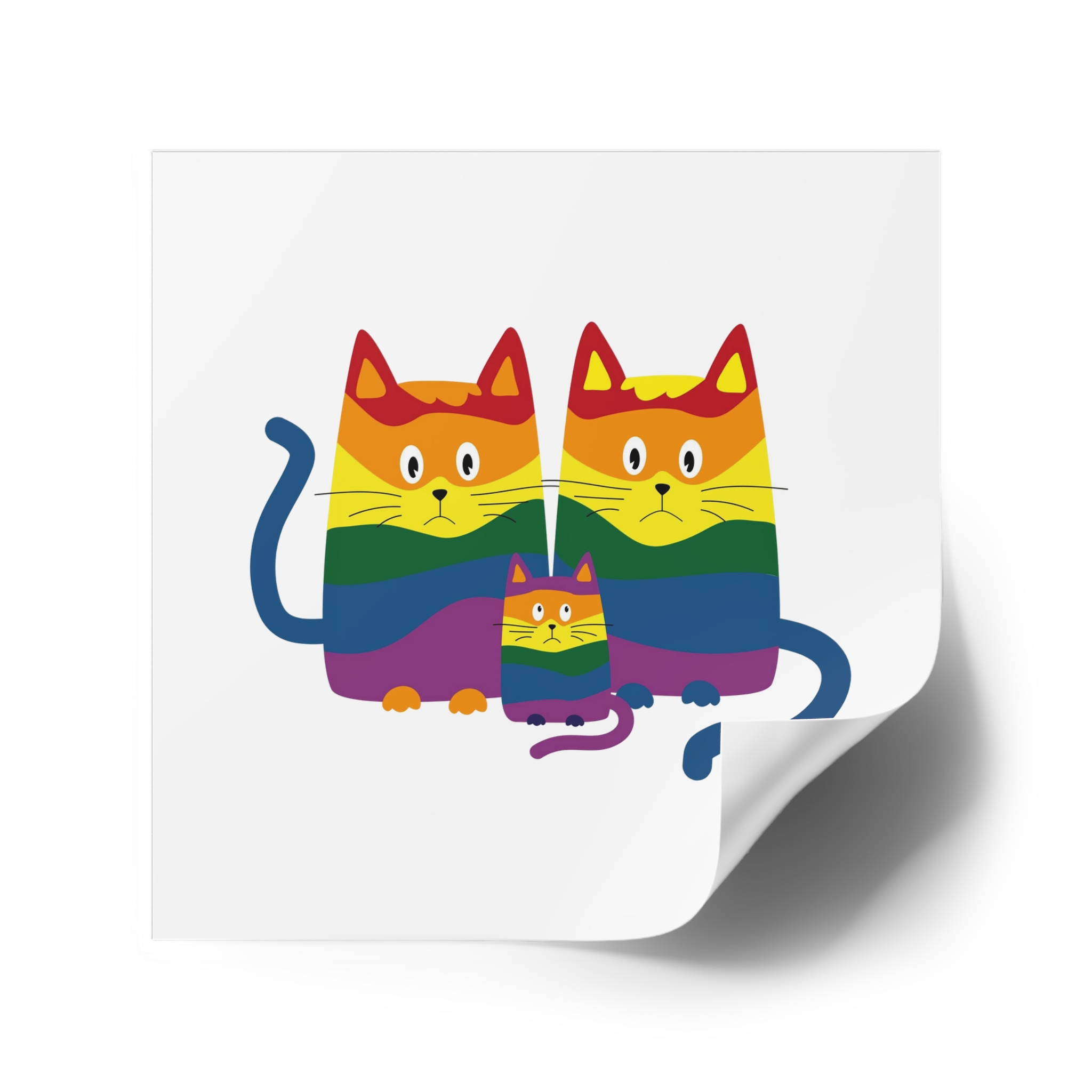 Lgbt Cats Samesex Love Like Everyone Else Cute Cartoon Cats Vector Copyspace Laminate Stickers Square - Image 42